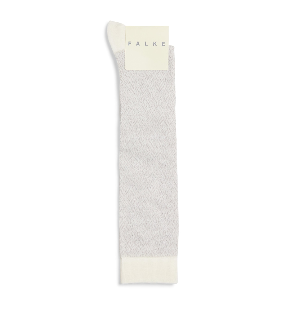 Falke Womens Wool-Blend Snow Glitter Knee-High Socks Off White Image 1