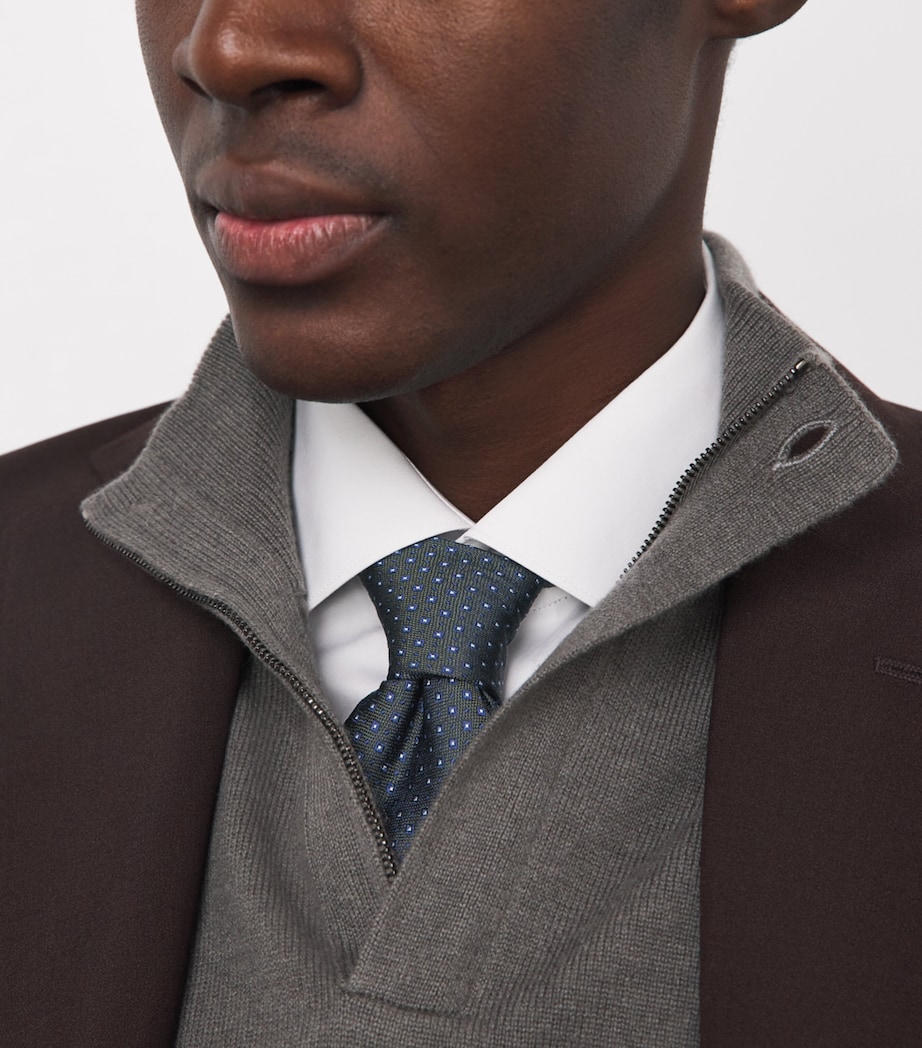Corneliani Silk Jacquard Tie Green Coloured Image 2