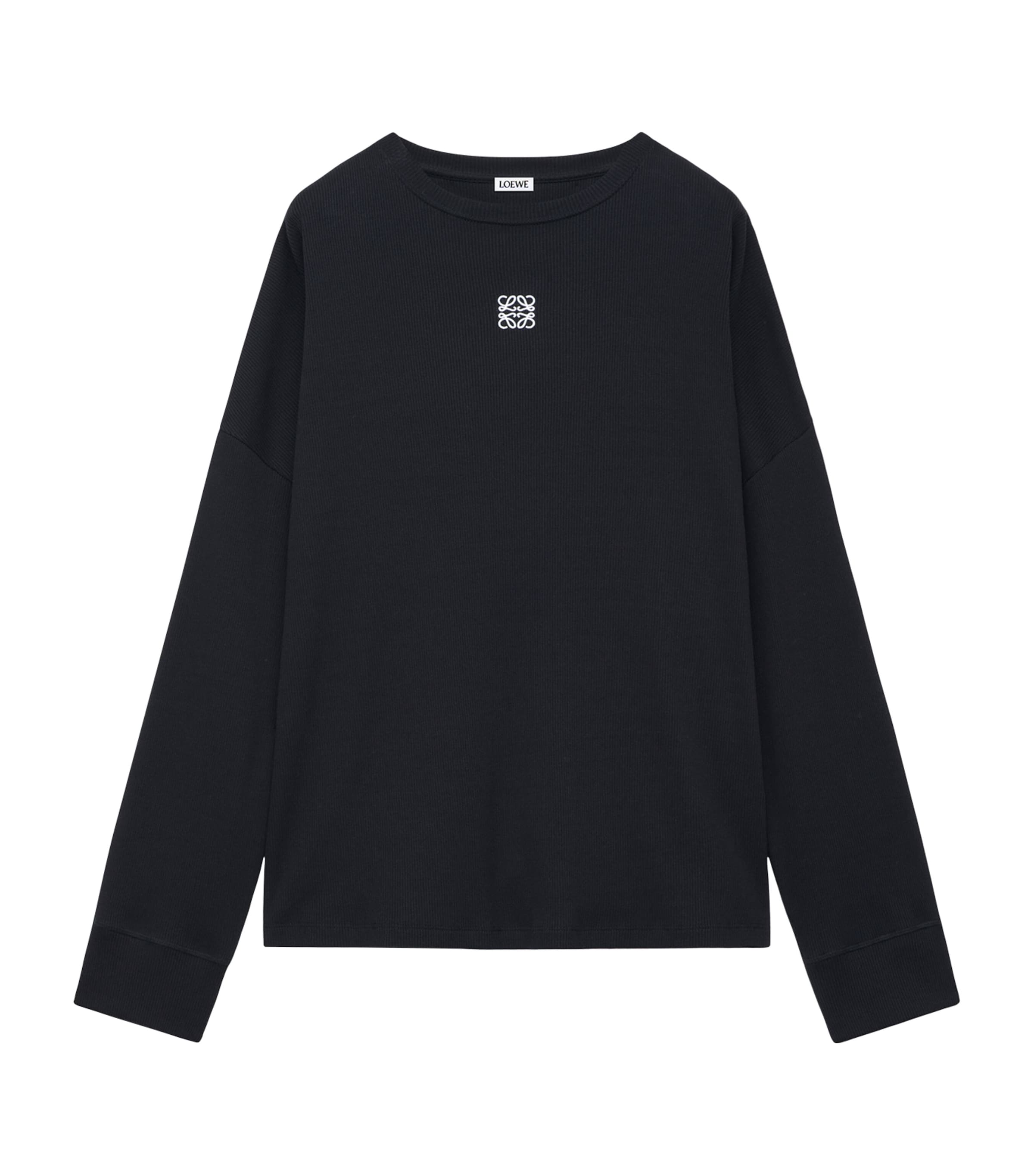 Shop Loewe Long-sleeve Logo T-shirt In Black
