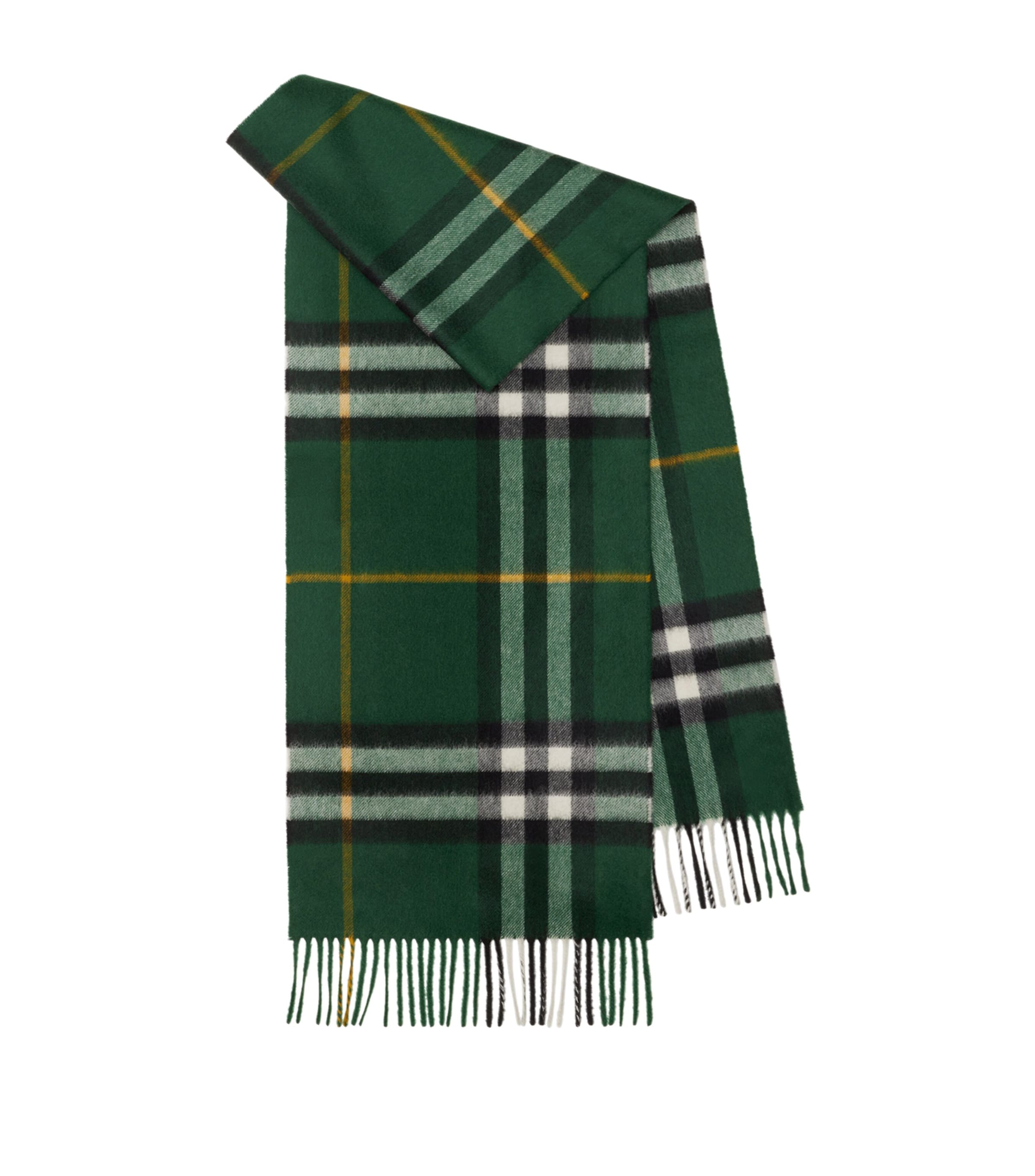 Burberry Cashmere Check Scarf In Green