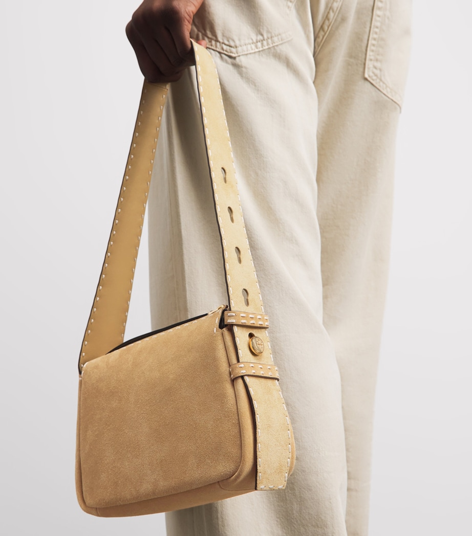 Tory Burch Small Suede Romy Shoulder Bag Butter Image 2