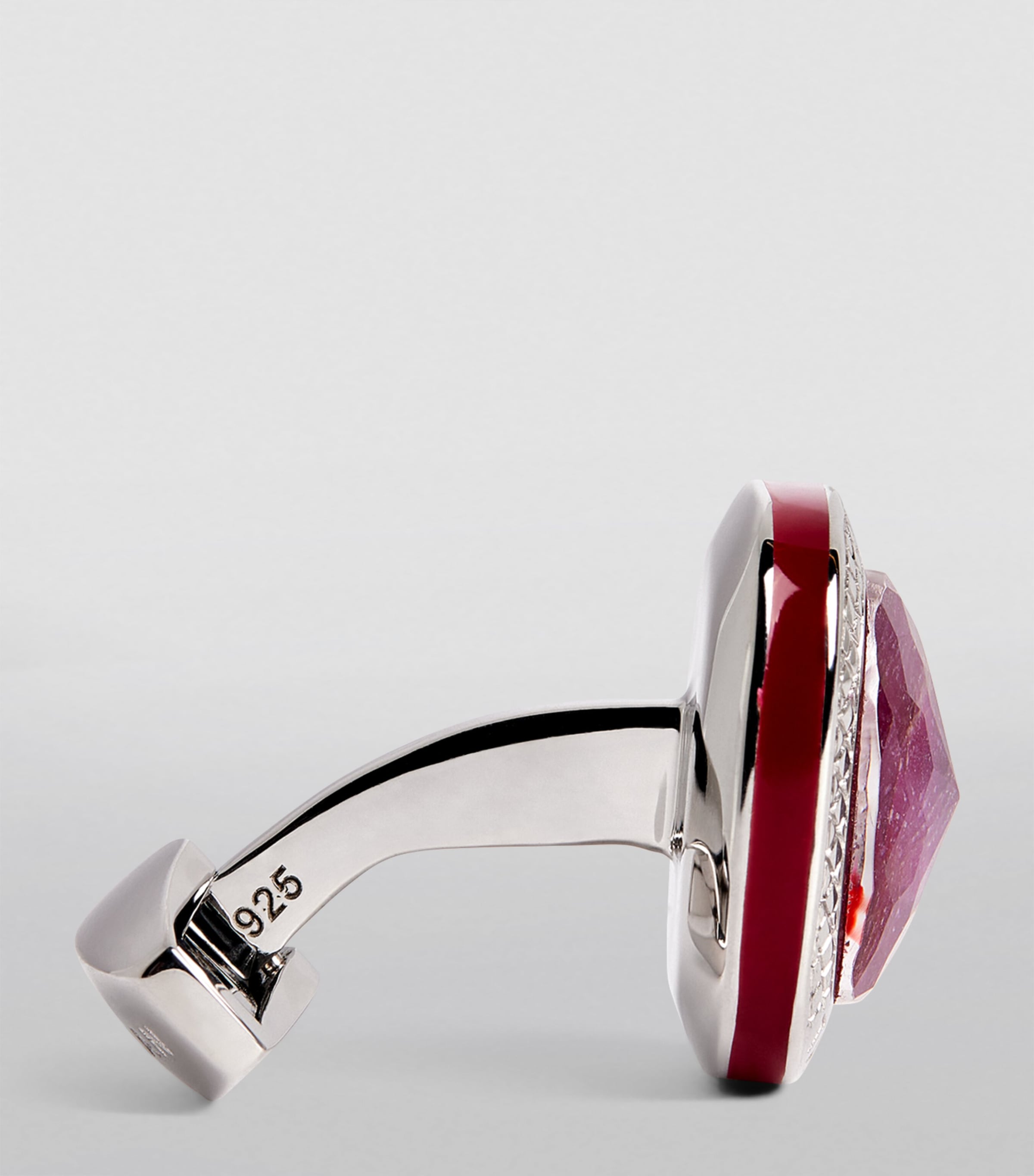 Sterling Silver and Ruby Square Cufflinks SILVER/ RED Image 2