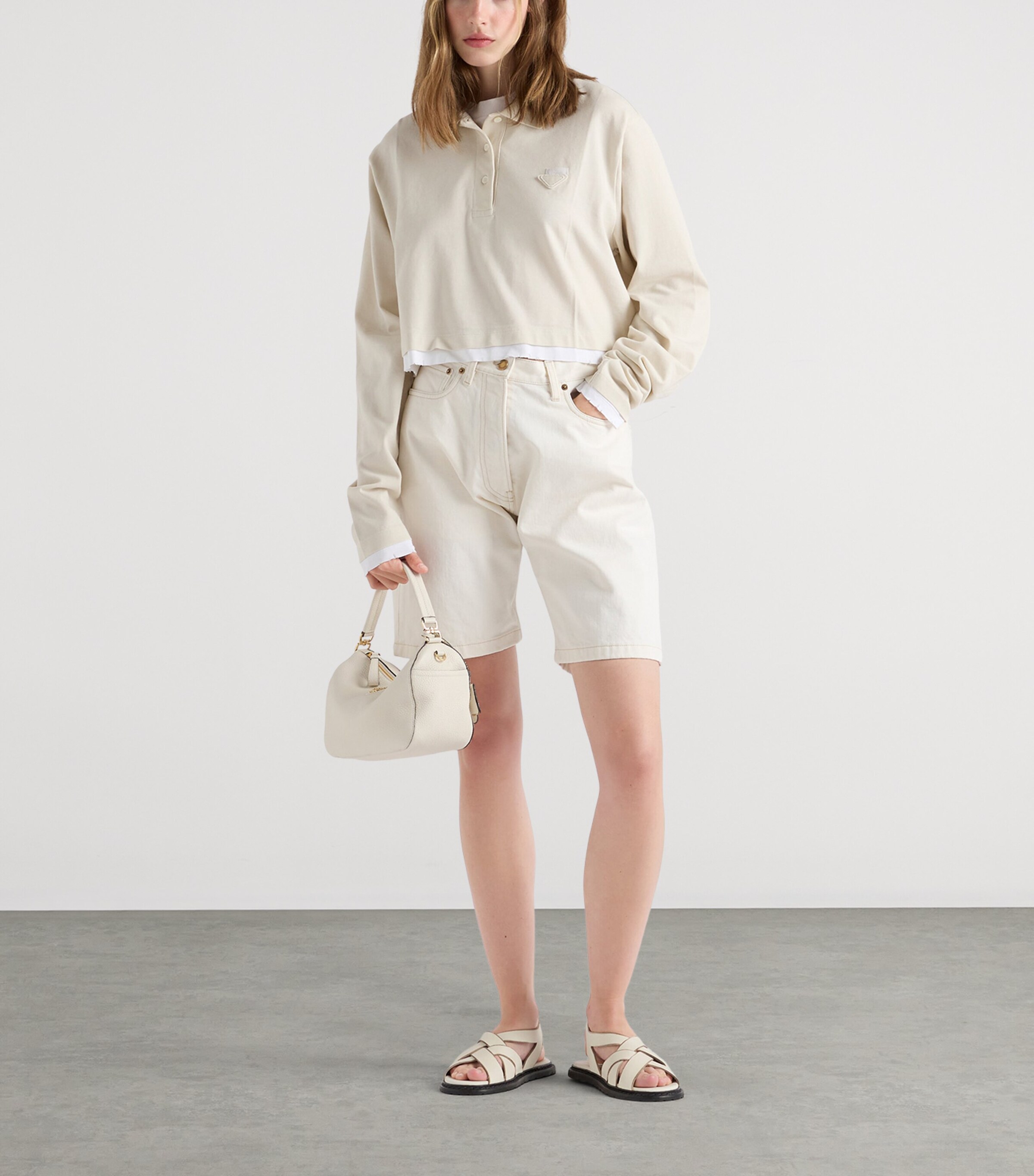 Prada Womens Old Denim Shorts White Image 2