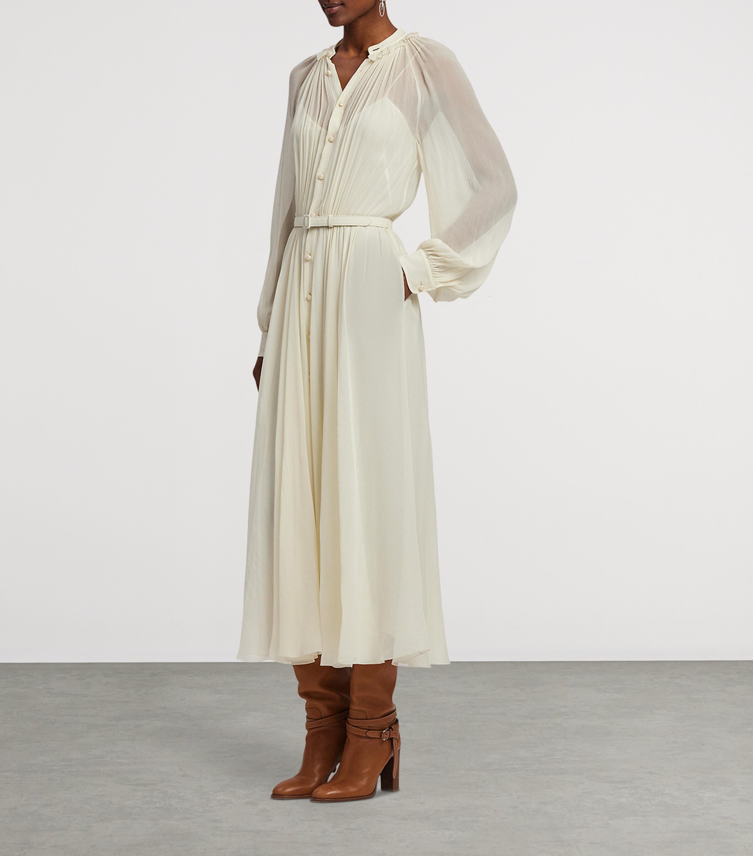 Mulberry Silk Grantly Midi Shirt Dress LUX CREAM Image 7