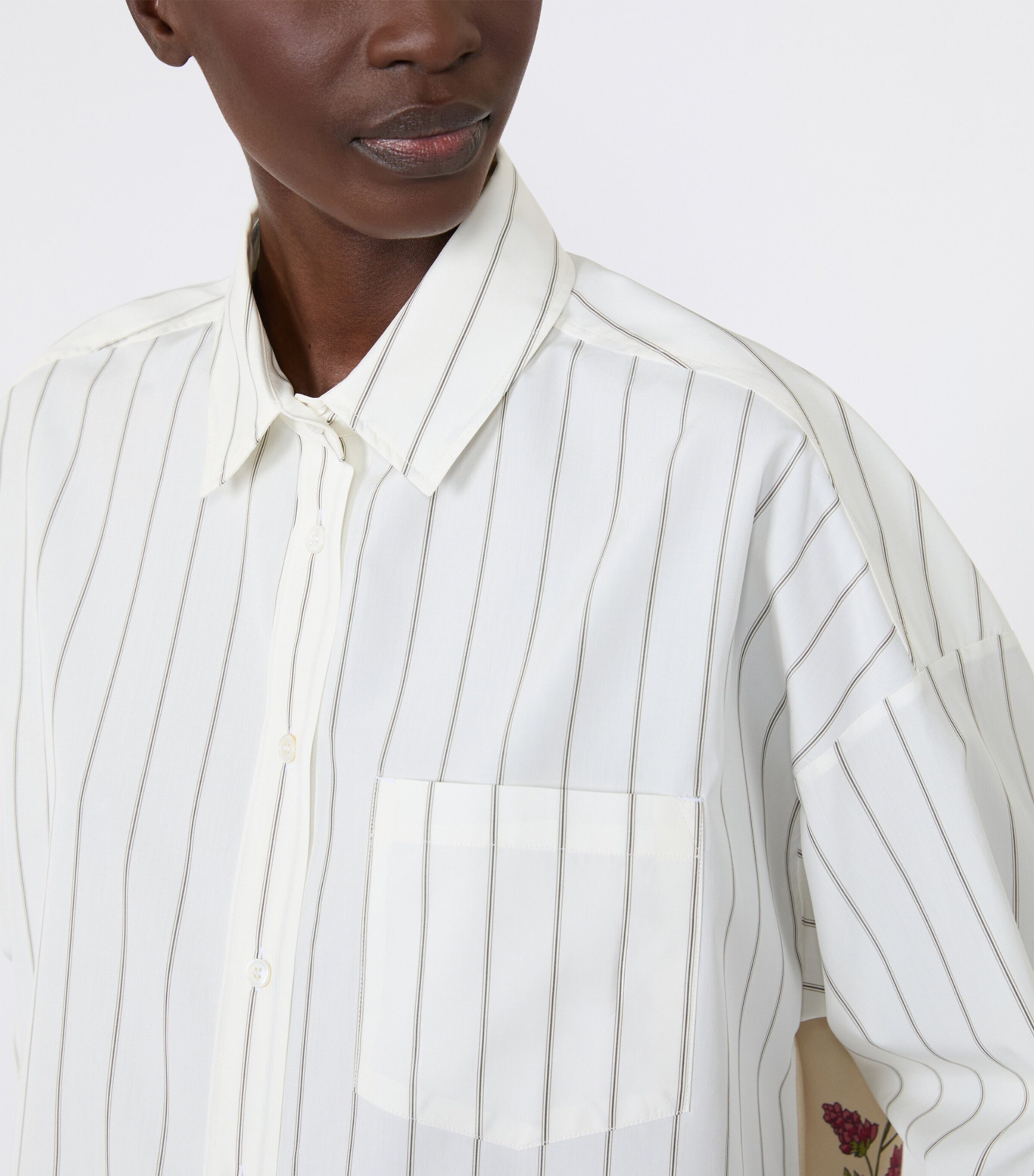 Weekend Max Mara Womens Satin-Panel Stripe Shirt Brown Image 6