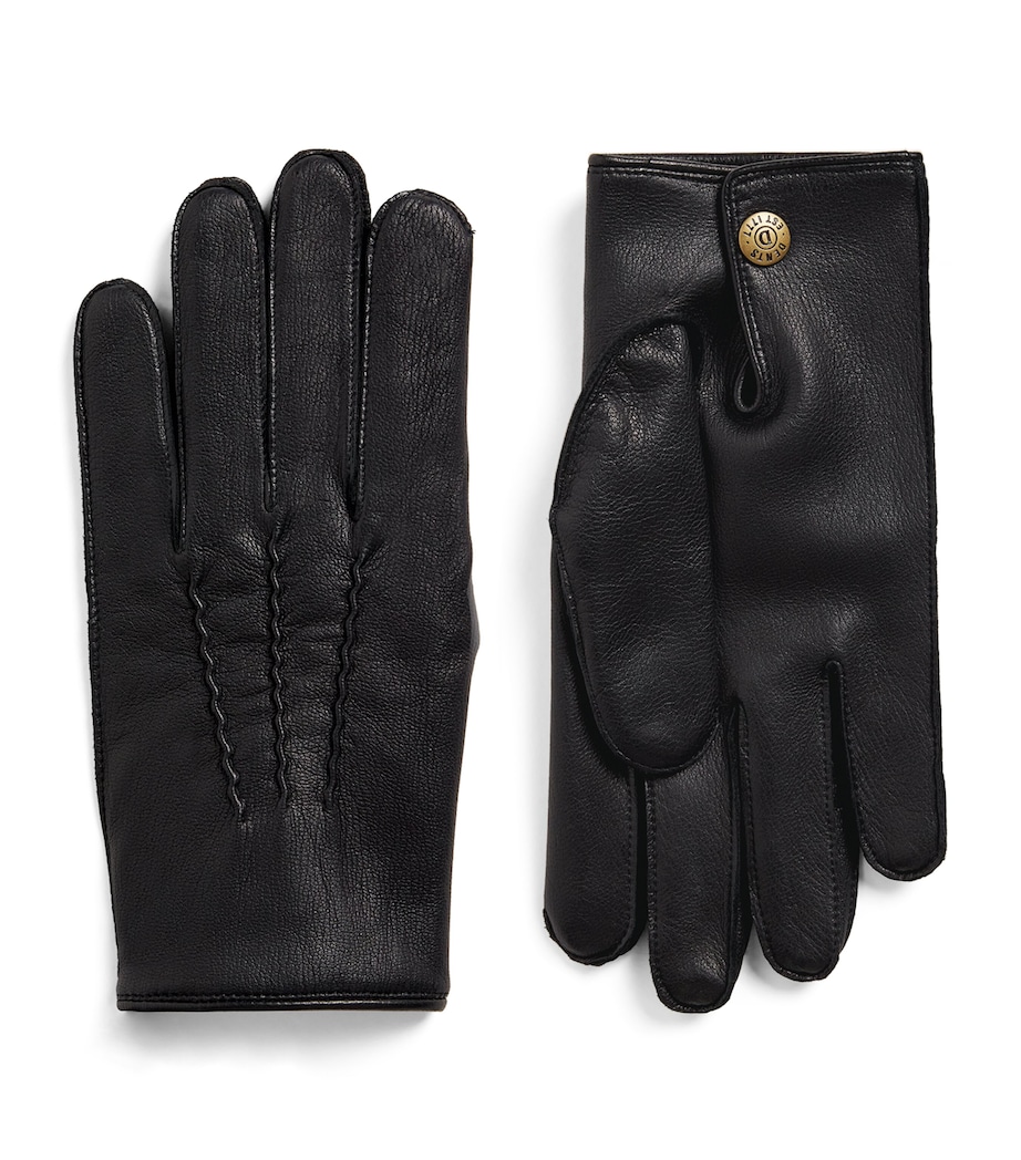 Deerskin Cashmere-Lined Eton Gloves BLACK (PEWTER) Image 1