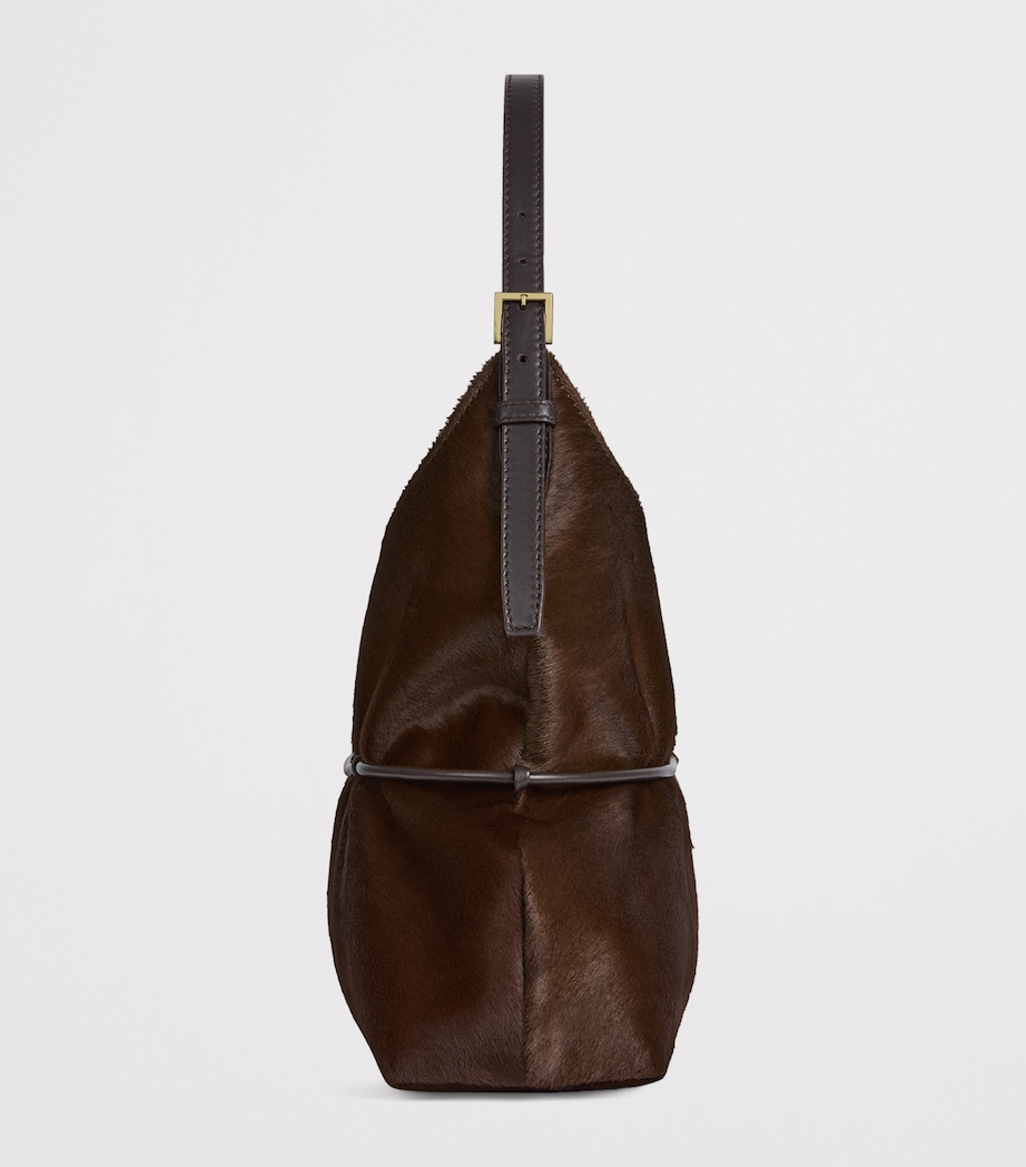 Balmain Medium Pony Hair Sphynx Shoulder Bag Marron Fonce Image 4