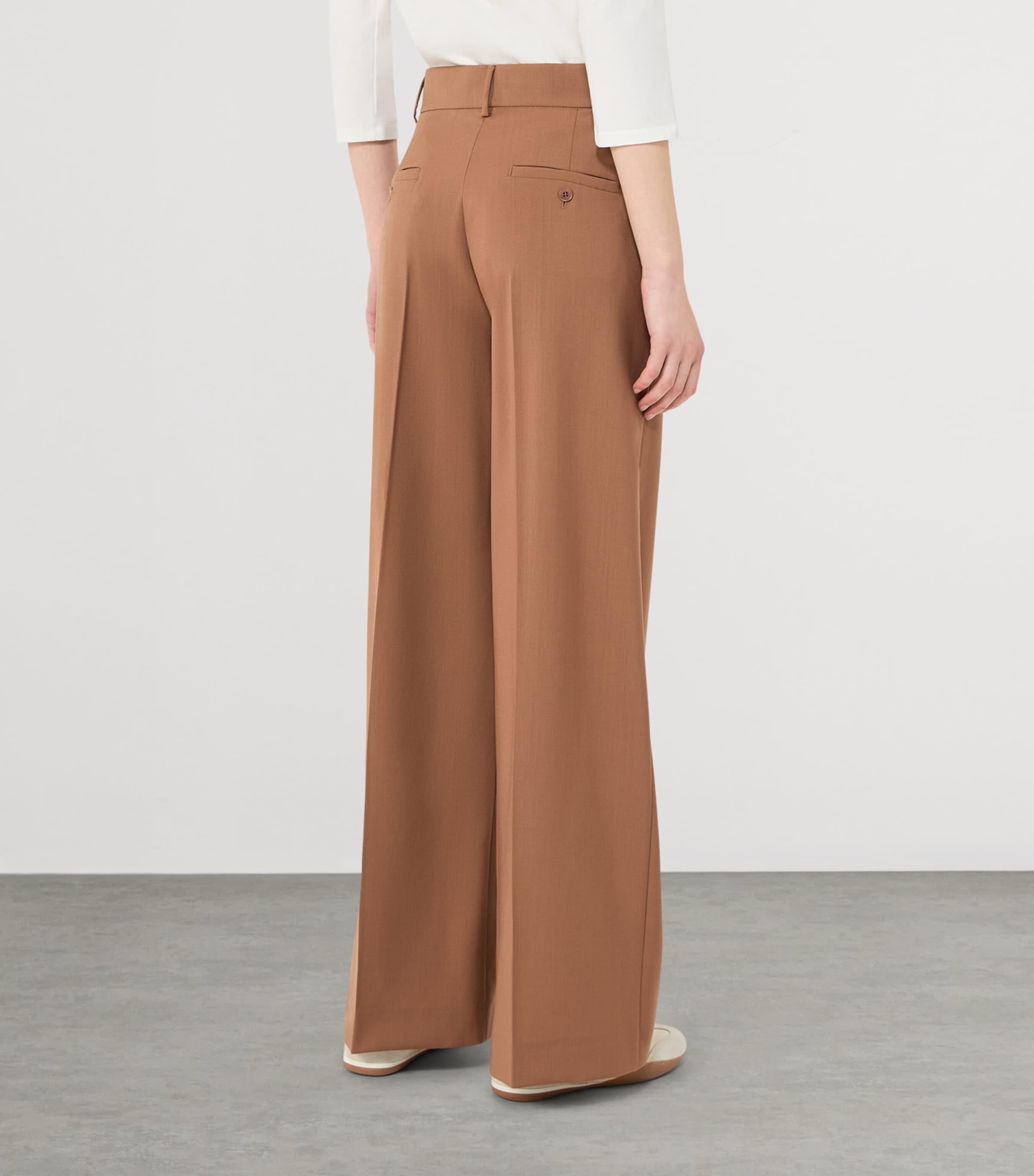 Weekend Max Mara Womens Wool Wide-Leg Trousers Tobacco Image 4