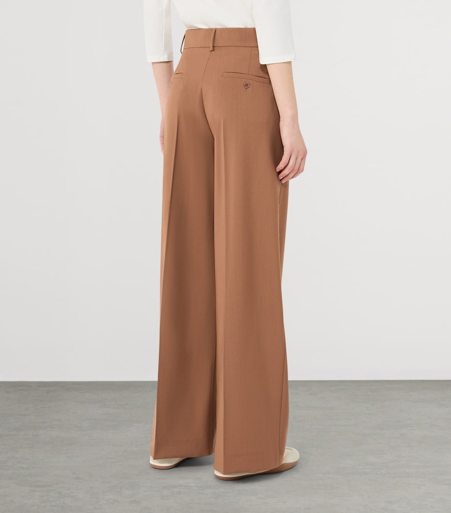 Weekend Max Mara Womens Wool Wide-Leg Trousers Tobacco Image 4