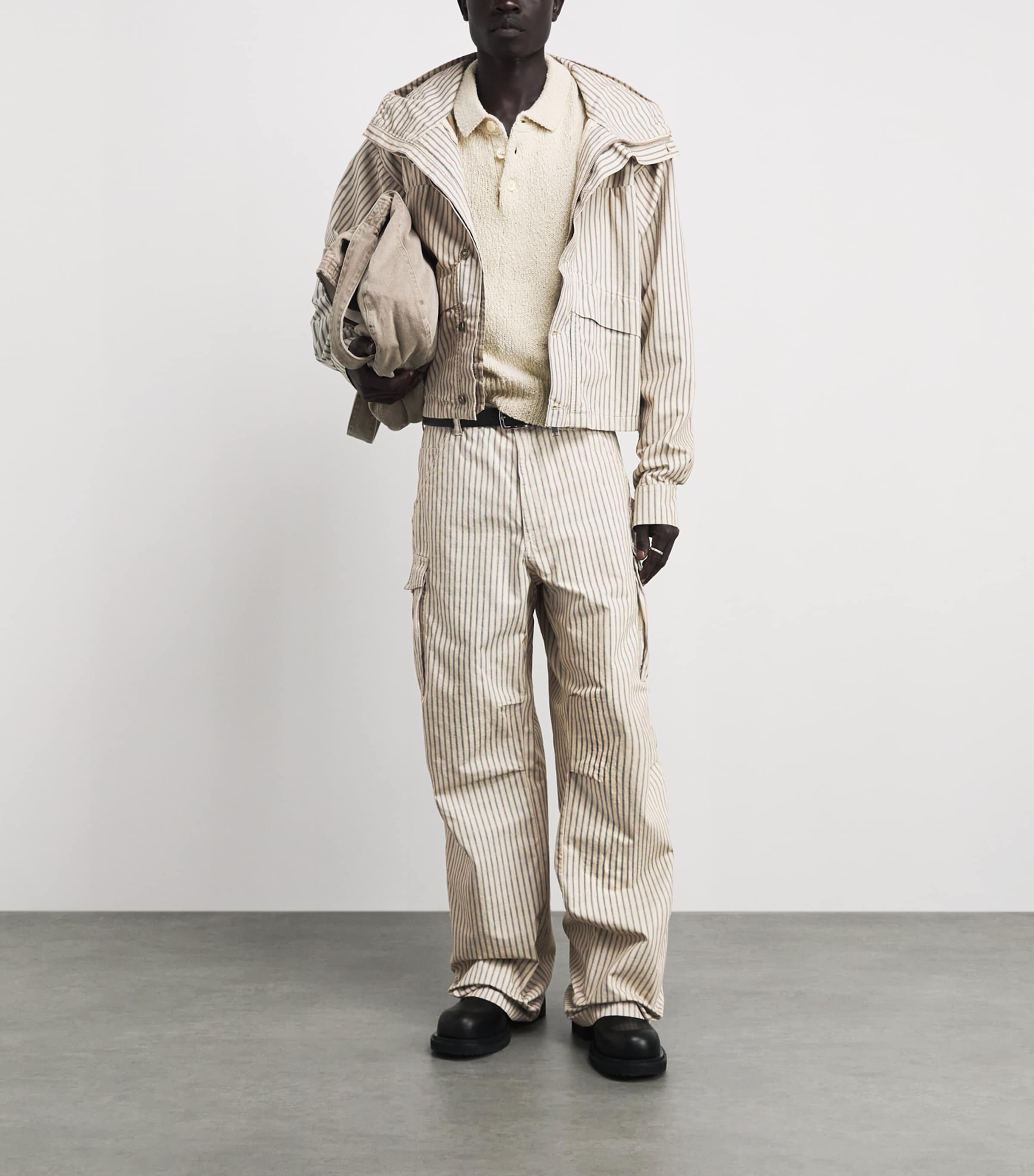 424 Mens Cotton Cargo Pants White/blu Image 2