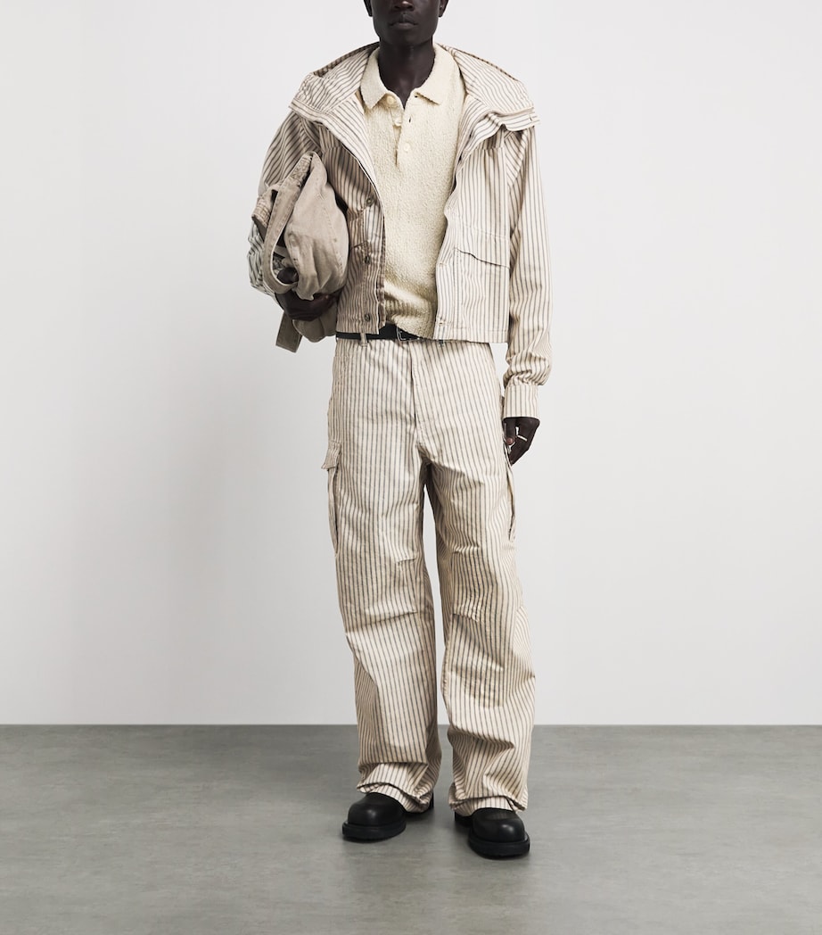 424 Mens Cotton Cargo Pants White/blu Image 2