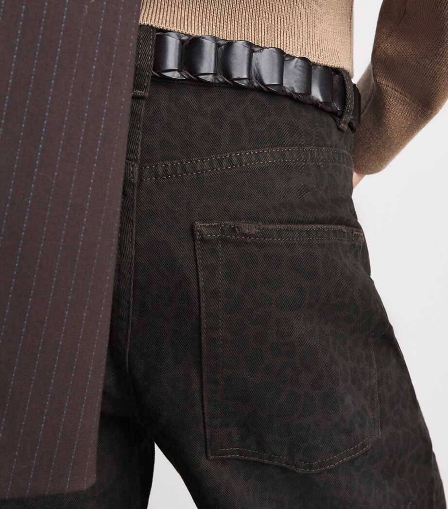 ME+EM Womens Leopard Engineered Barrel Jeans Brown Multi Image 3