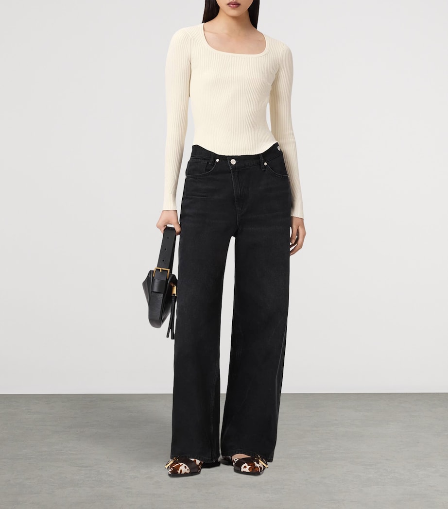 AllSaints Womens Rib-Knit Hally Top Chalk White Image 6