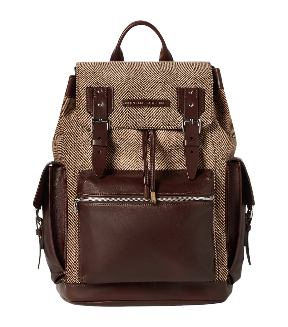 Brunello Cucinelli Leather-Trim Backpack Image 1