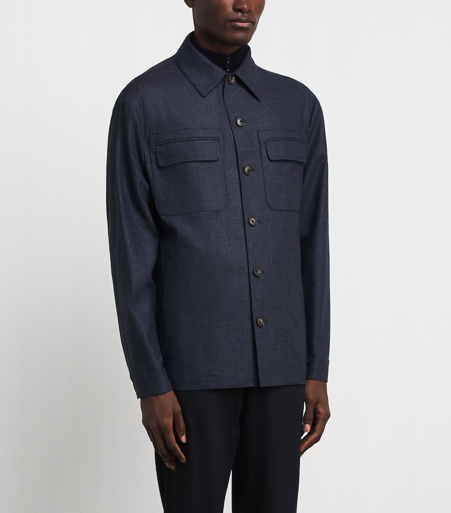 Pal Zileri Mens Virgin Wool Overshirt Blue Navy Image 4