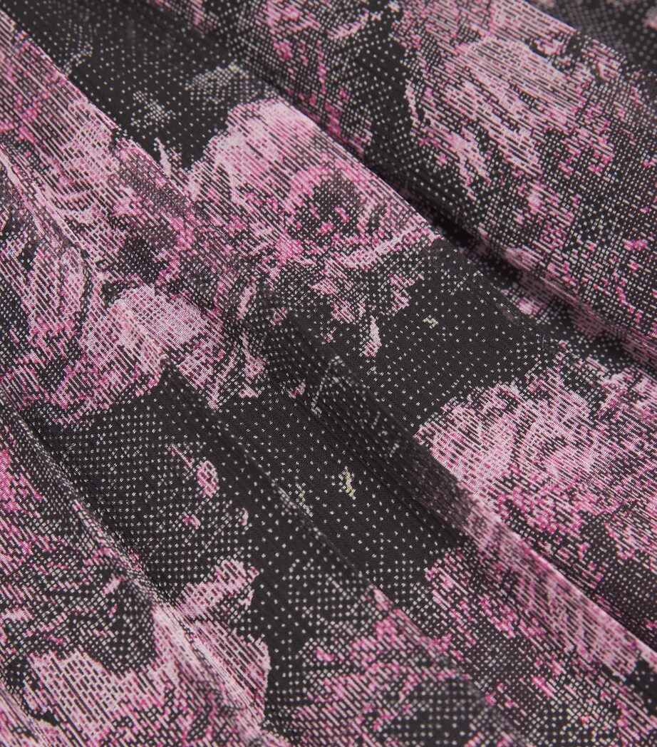 Silk Printed Midi Dress PINK PIXEL FLORAL Image 5