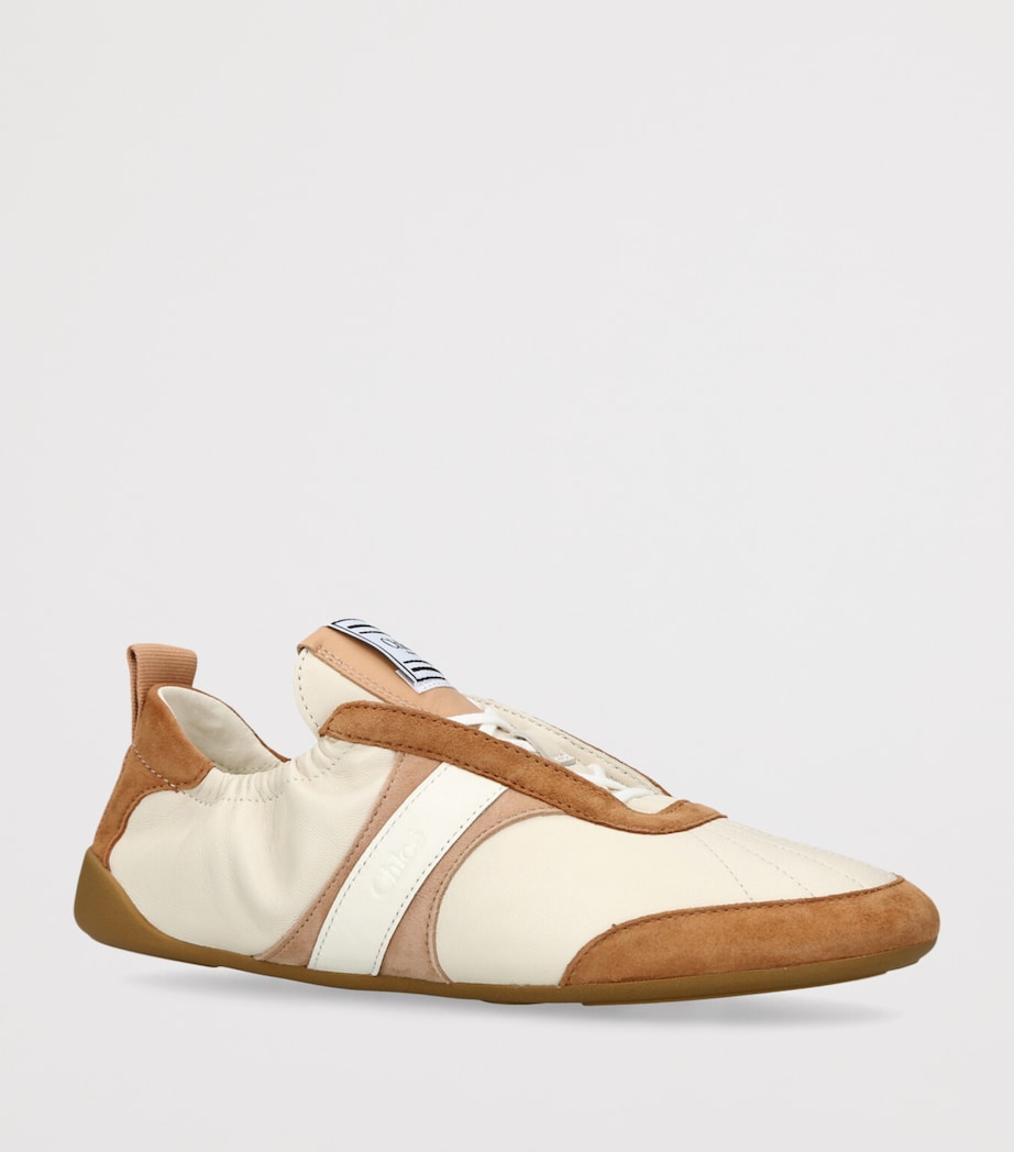Chloé Leather-Suede Kick Sneakers Brown/oth Image 5