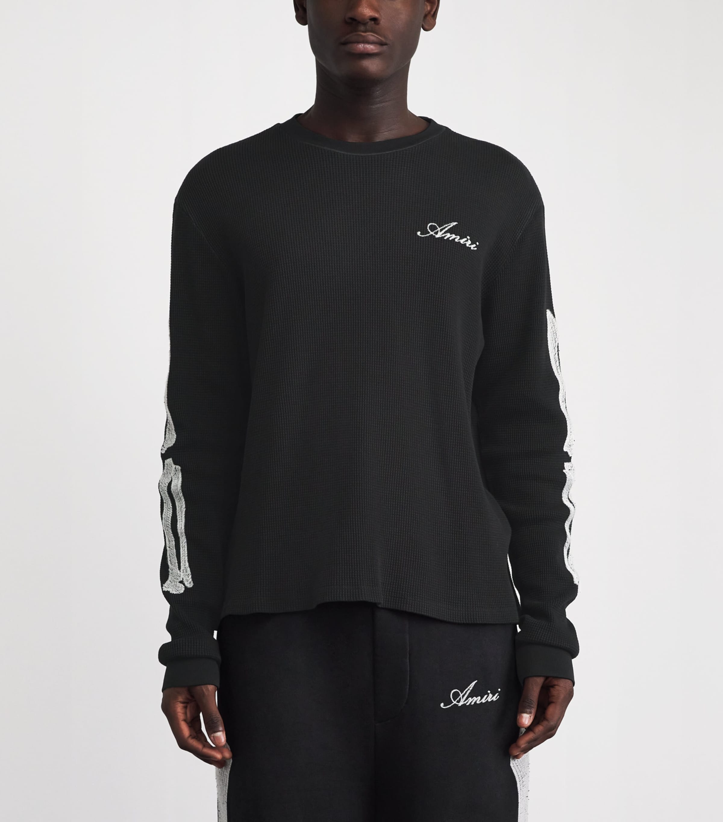 AMIRI Mens Cotton Long-Sleeve Bones T-Shirt Black Image 4