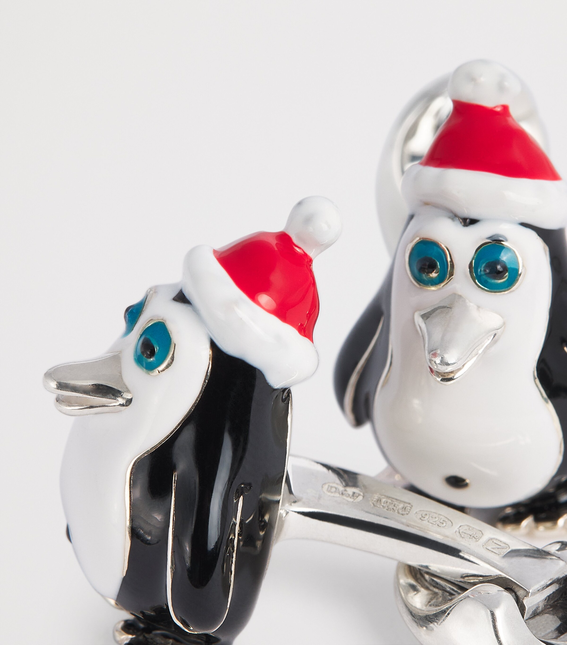 Deakin & Francis Sterling Silver Christmas Penguin Cufflinks White Image 5