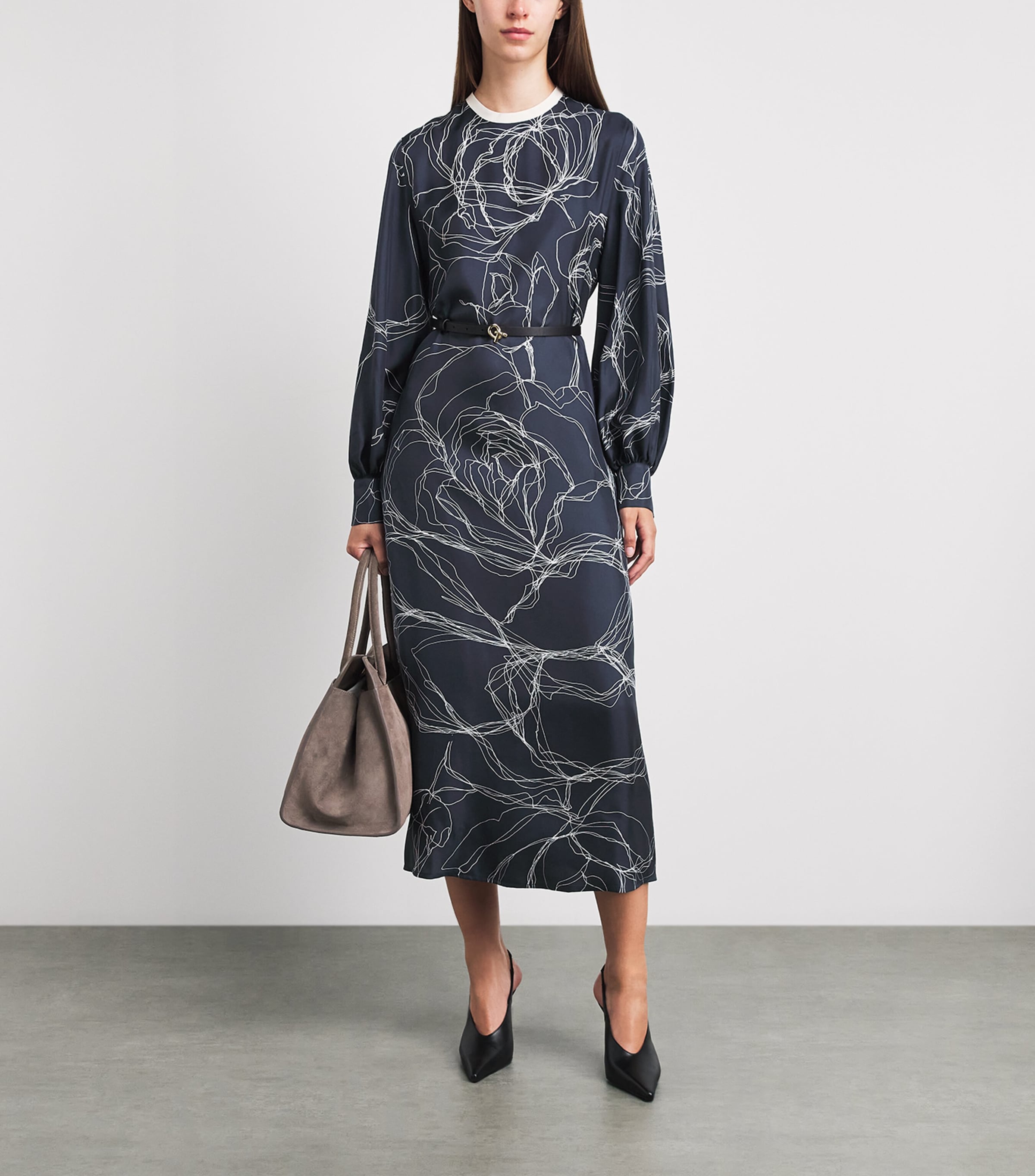 Fabiana Filippi Womens Silk Printed Midi Dress Blu Notte Image 2