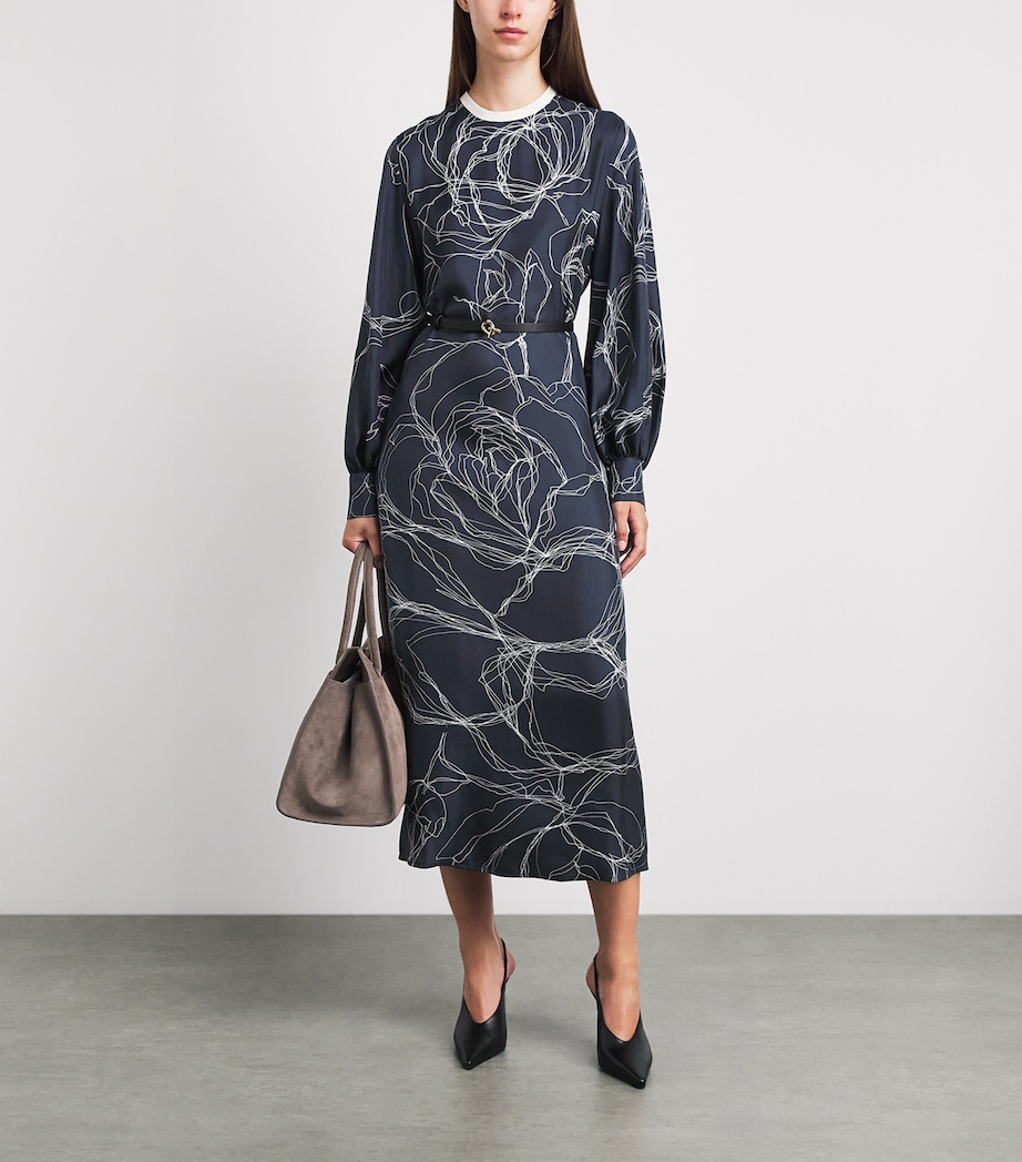 Fabiana Filippi Womens Silk Printed Midi Dress Blu Notte Image 2