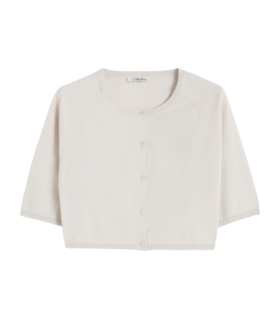 Max Mara Womens Cotton Cropped Cardigan White Image 1