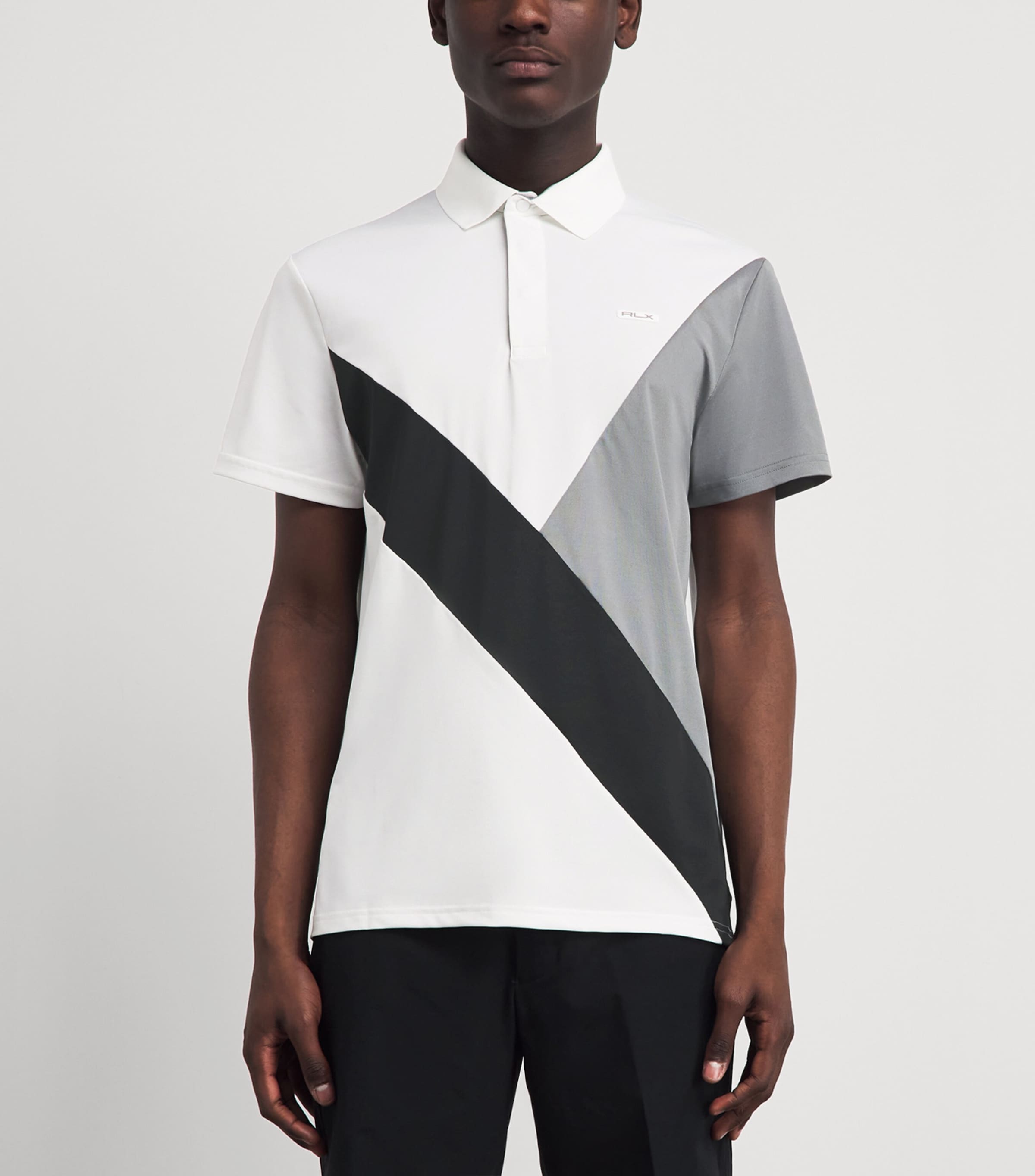 RLX Ralph Lauren Mens Colour-Block Polo Shirt Peak Grey Multi Image 4