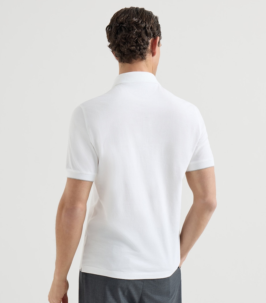 Brunello Cucinelli Mens Cotton Logo Polo Shirt Image 5
