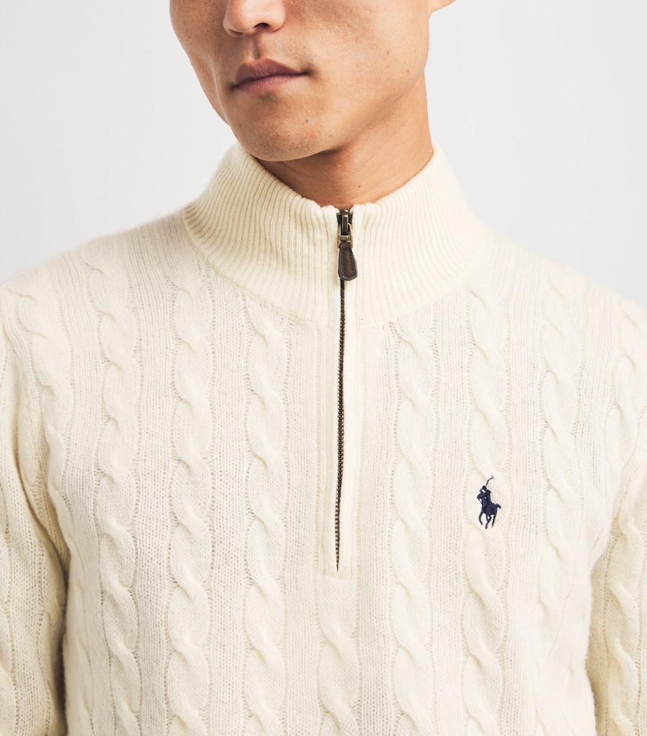 Wool-Cashmere Cable-Knit Quarter-Zip Sweater NATURAL Image 6