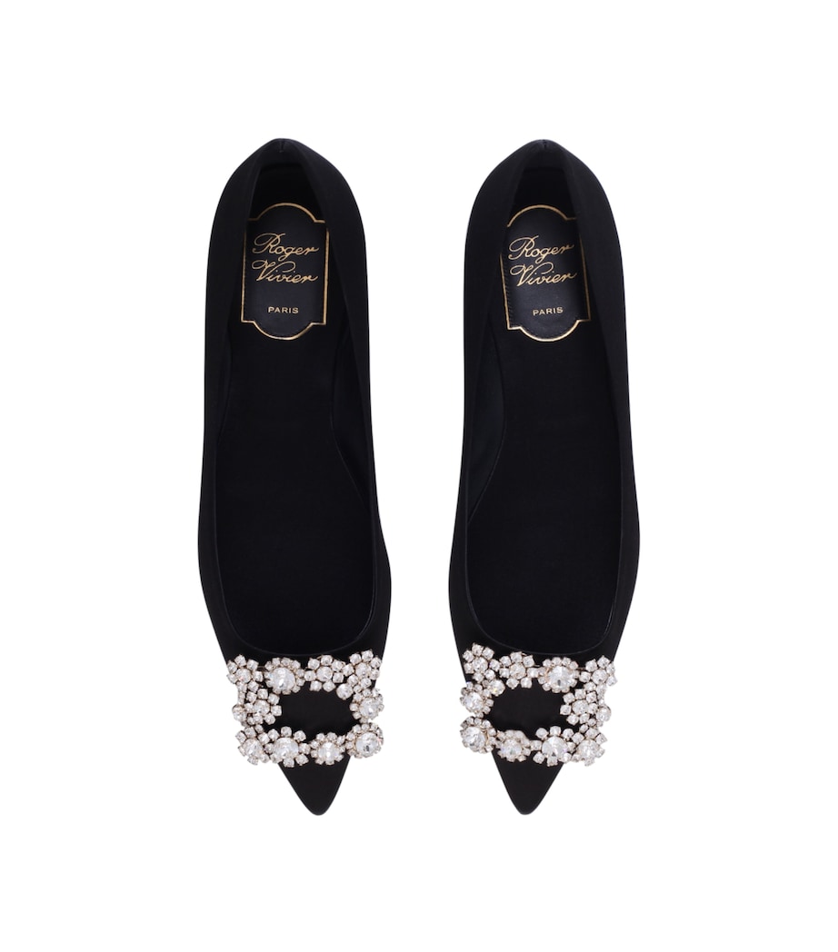 Satin Flower Strass Ballet Flats Image 4