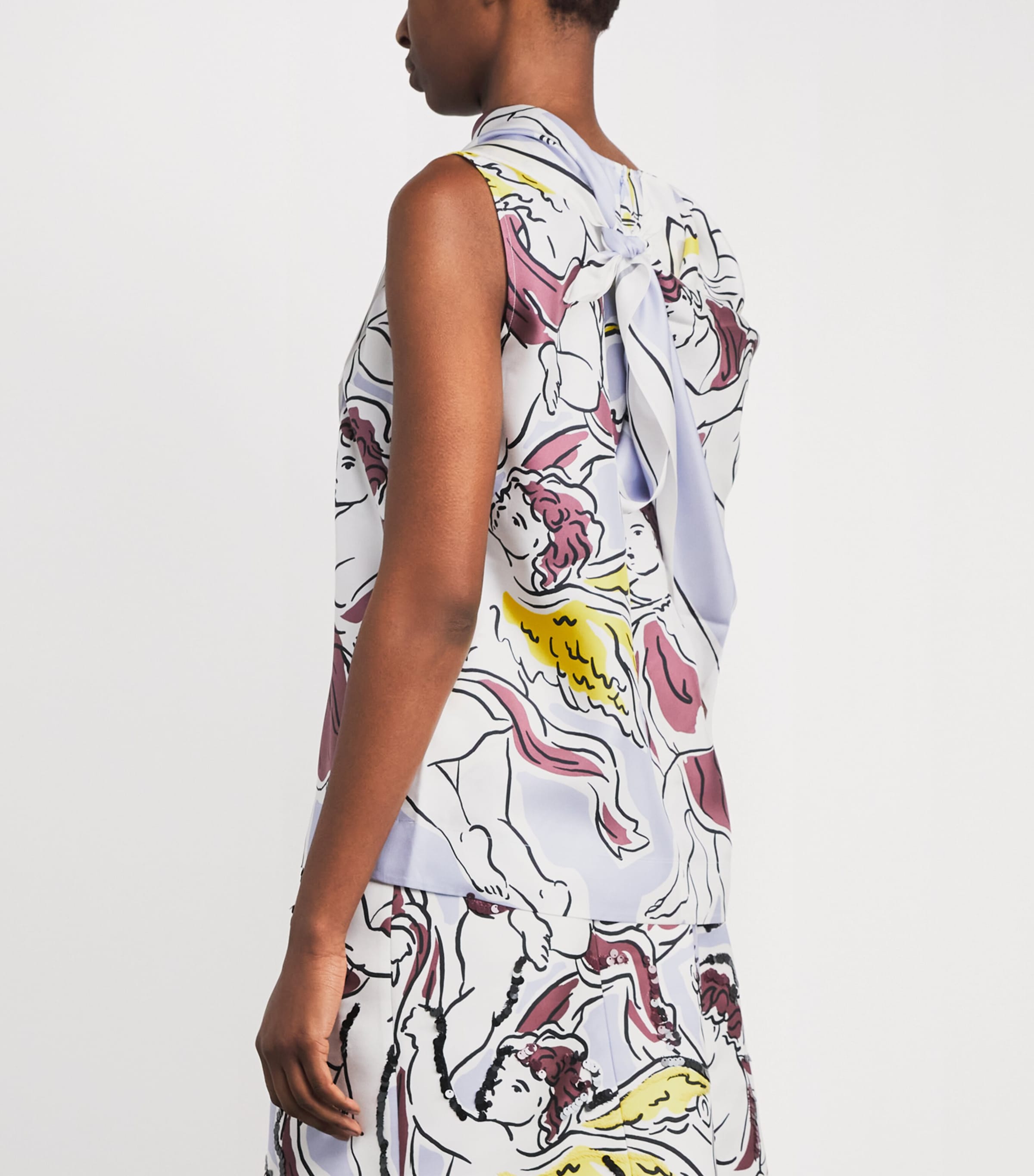 Tory Burch Womens Silk Printed Cape and Top Lilac Cherubs Image 5