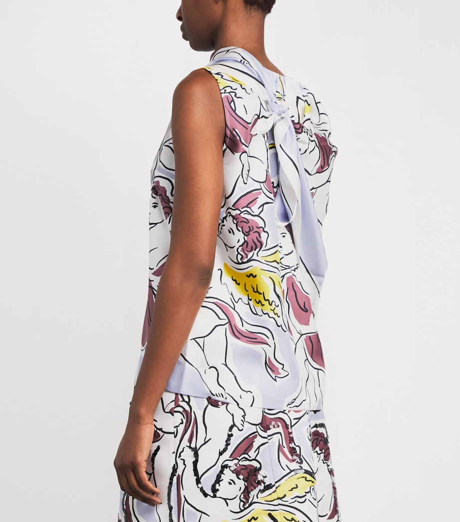 Tory Burch Womens Silk Printed Cape and Top Lilac Cherubs Image 5