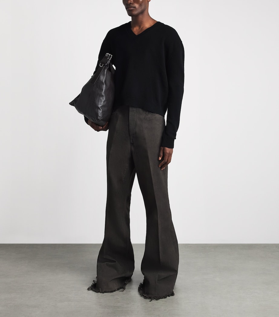Rick Owens Mens Cashmere-Wool Tommy Sweater Black Image 2