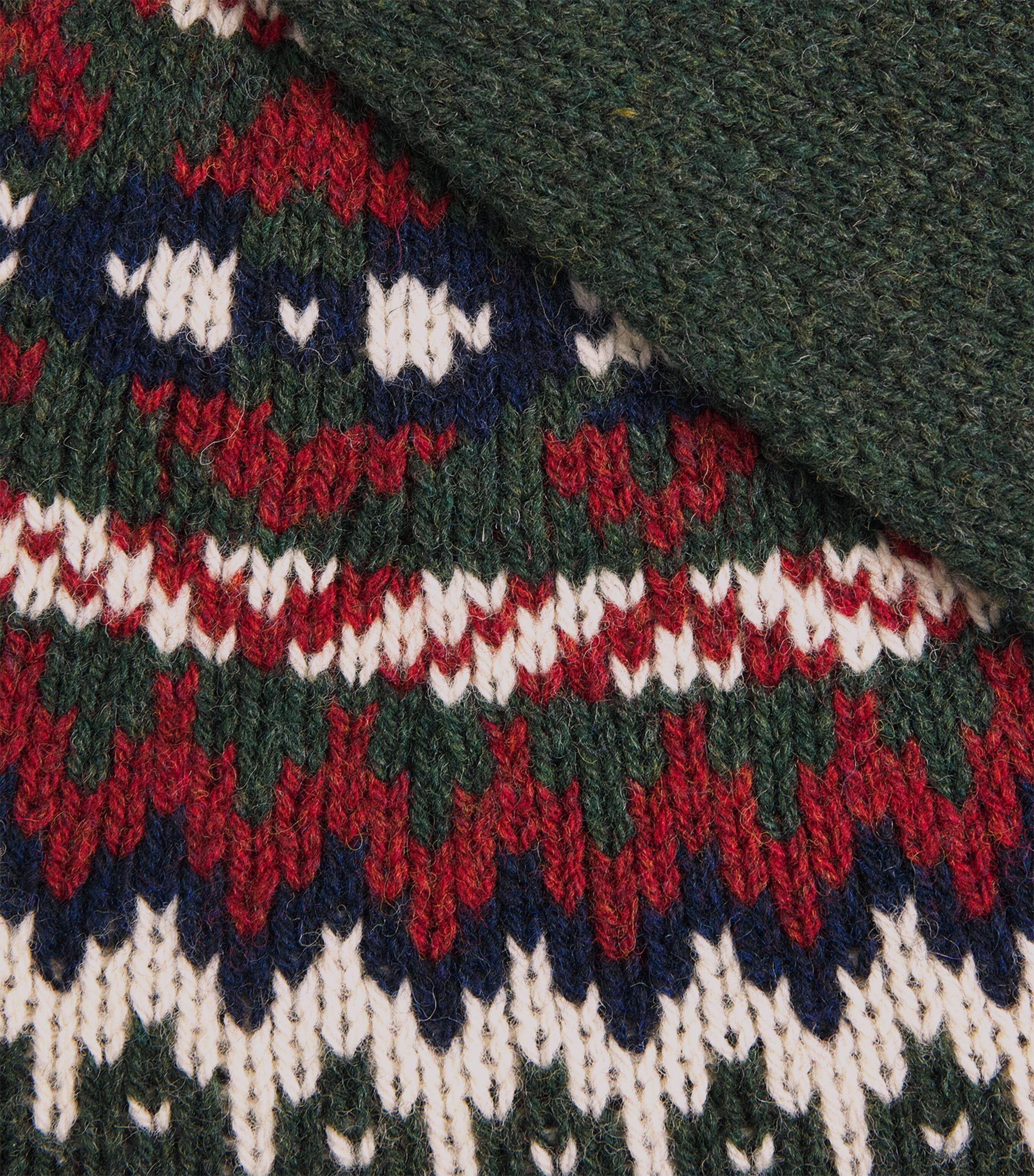Barbour Mens Wool Scottish-Made Fair Isle Sweater Green Image 6