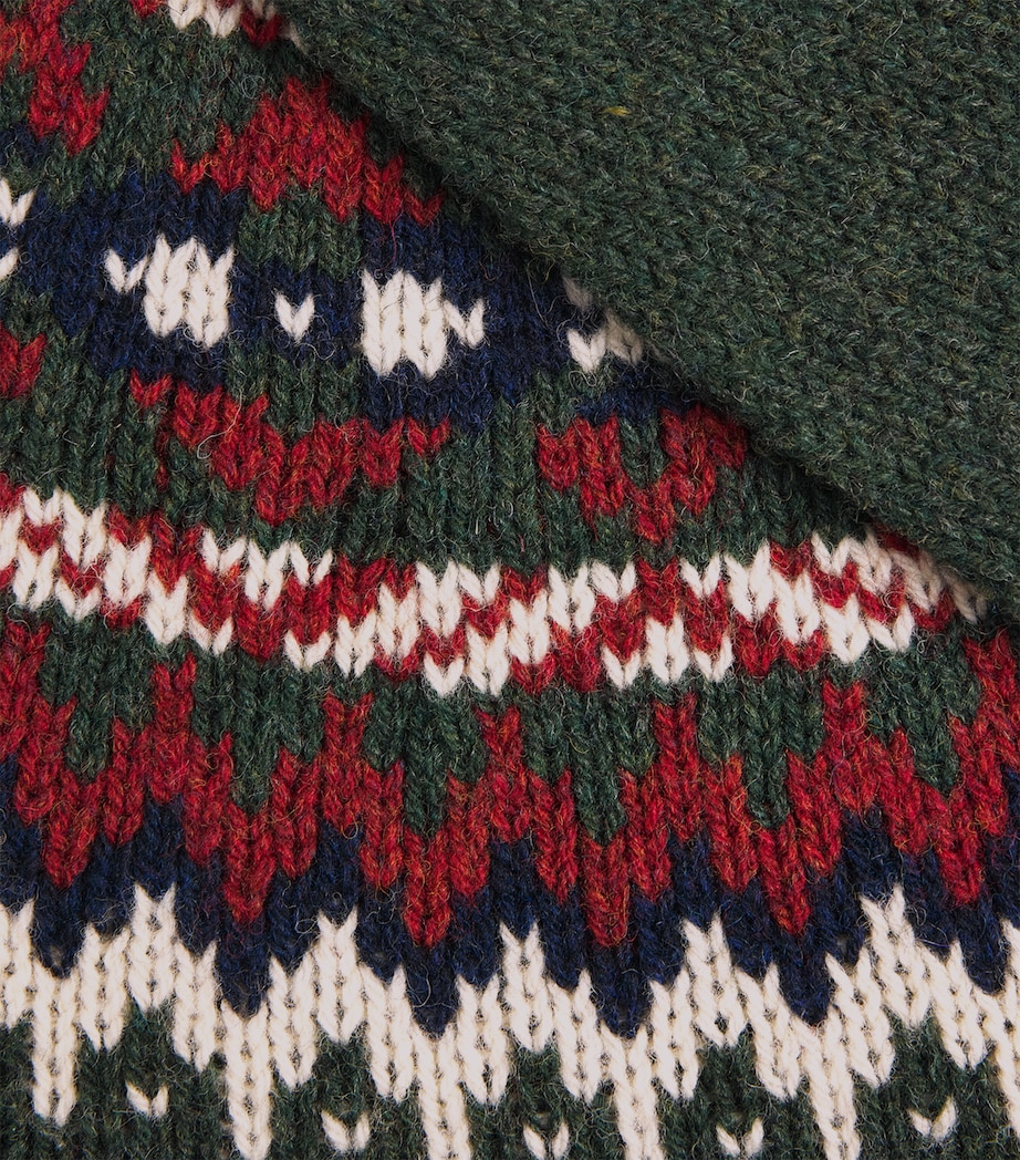 Barbour Mens Wool Scottish-Made Fair Isle Sweater Green Image 6