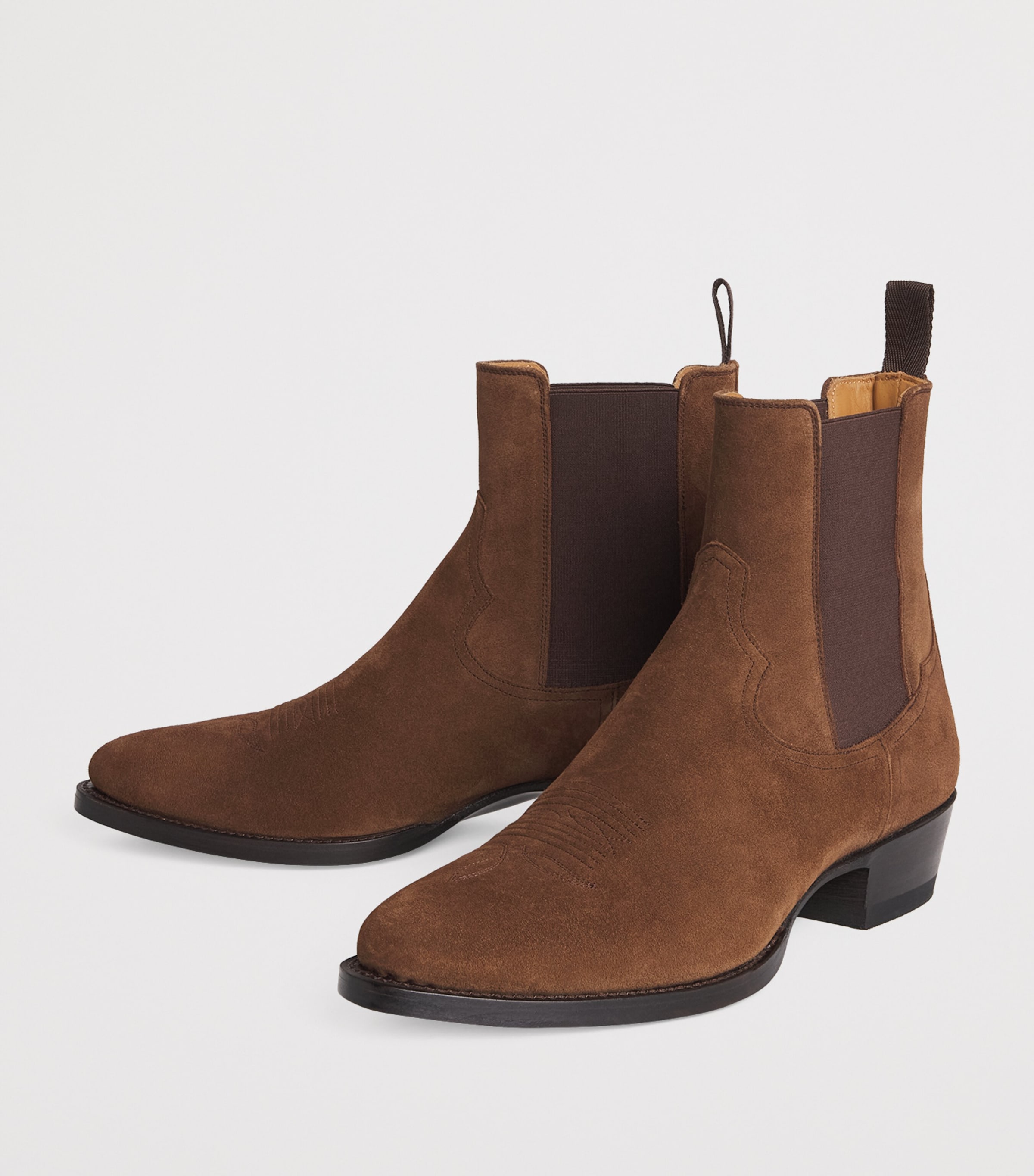 Suede Western Chelsea Boots BROWN Image 3