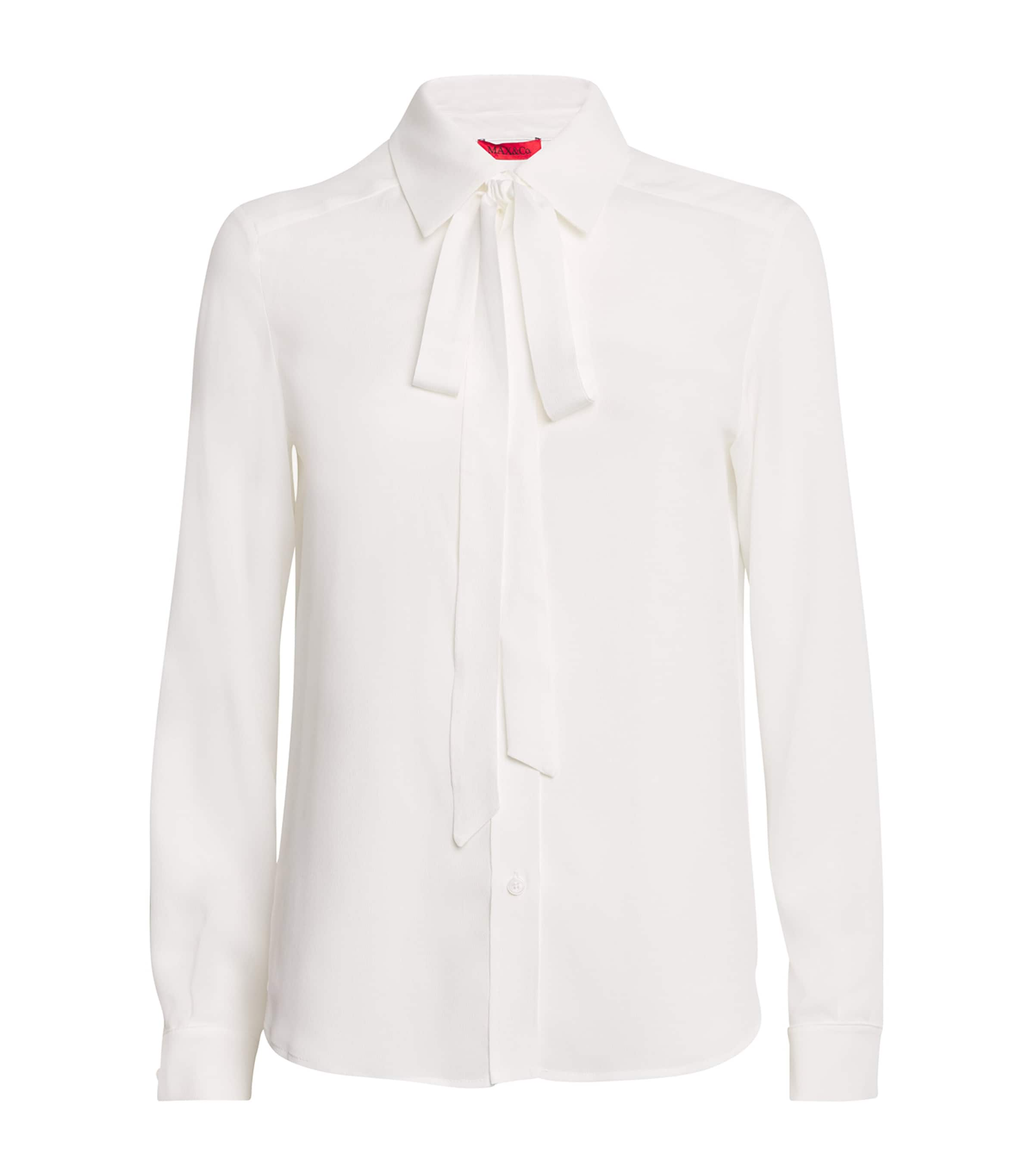 Shop Max & Co Pussybow-tie Blouse In White