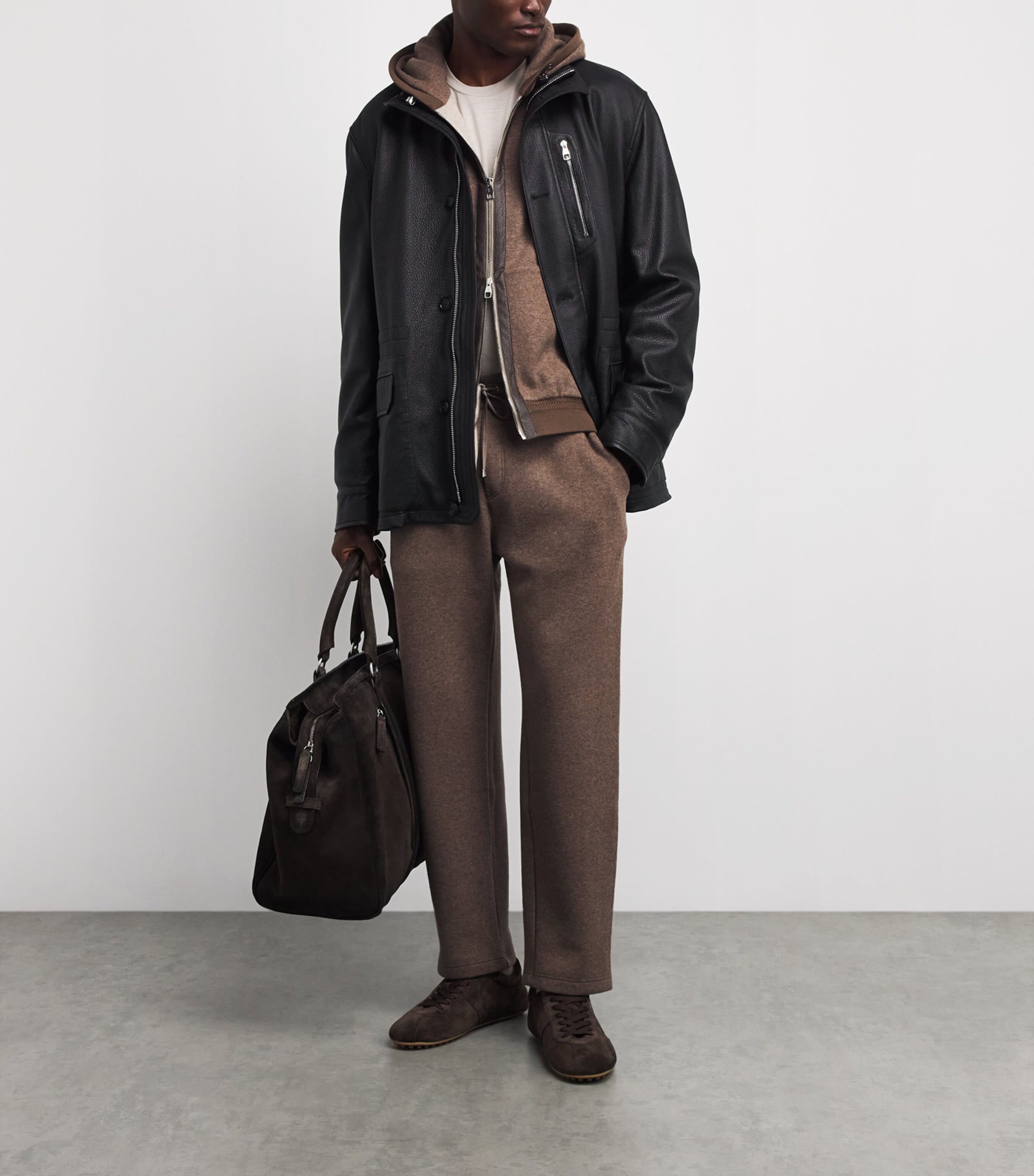 Brett Johnson Mens Cashmere-Blend Zip-Up Hoodie Chestnut Image 2