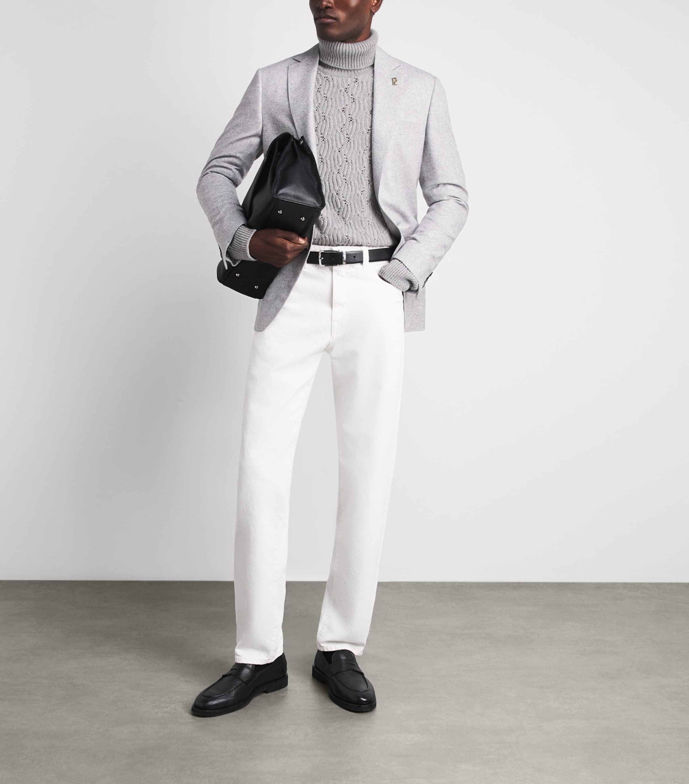 Pal Zileri Grey Wool Cable-Knit Sweater | Harrods US