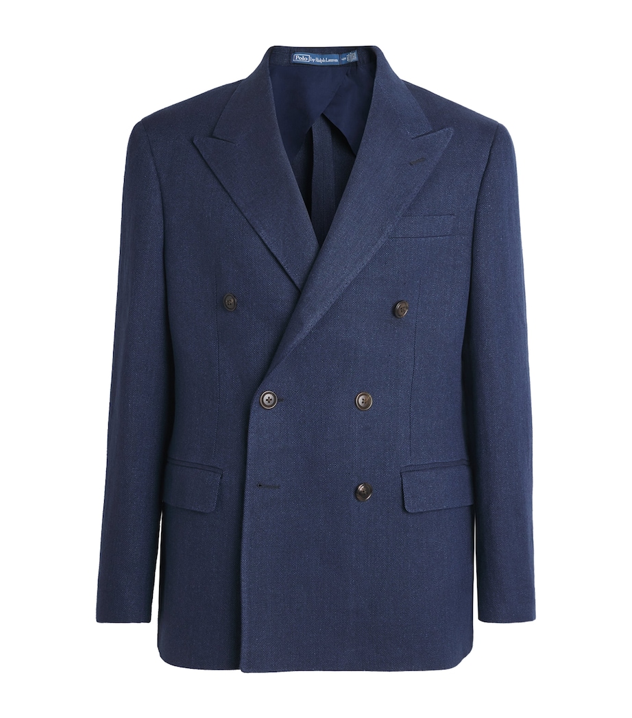 Polo Ralph Lauren Mens Linen Double-Breasted Suit Jacket Navy Image 1