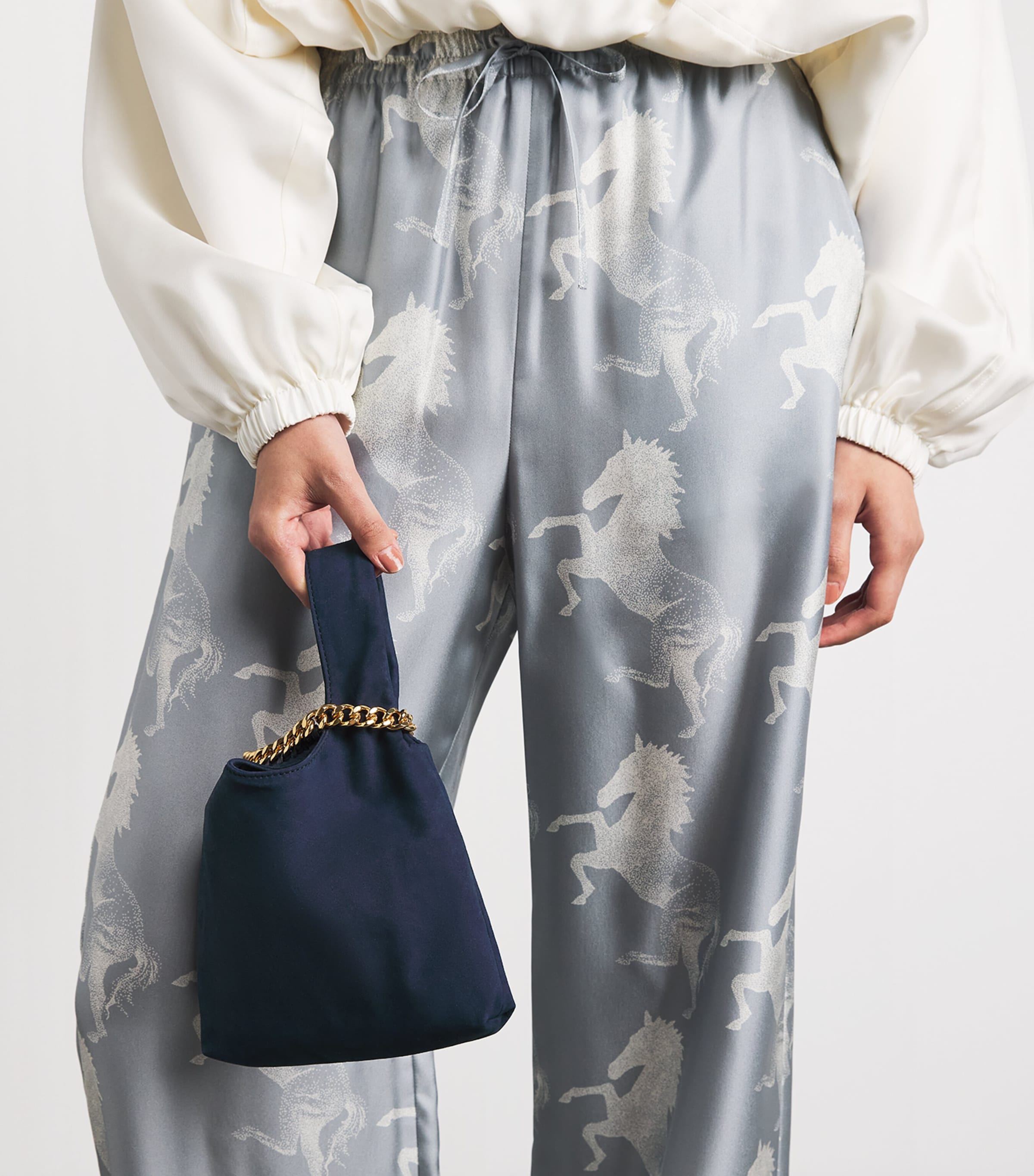 Stella McCartney Faux Suede Falabella Wristlet Clutch Bag Navy Image 4
