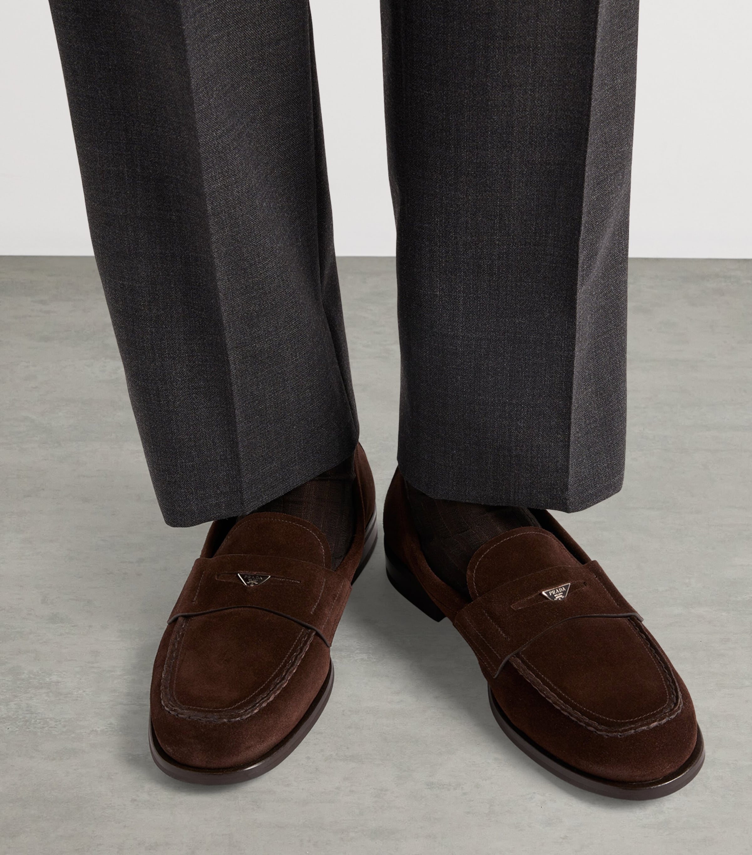 Suede Triangle Penny Loafers F0003 Image 3