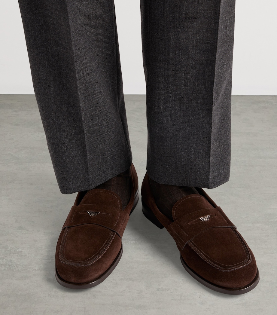 Suede Triangle Penny Loafers F0003 Image 3