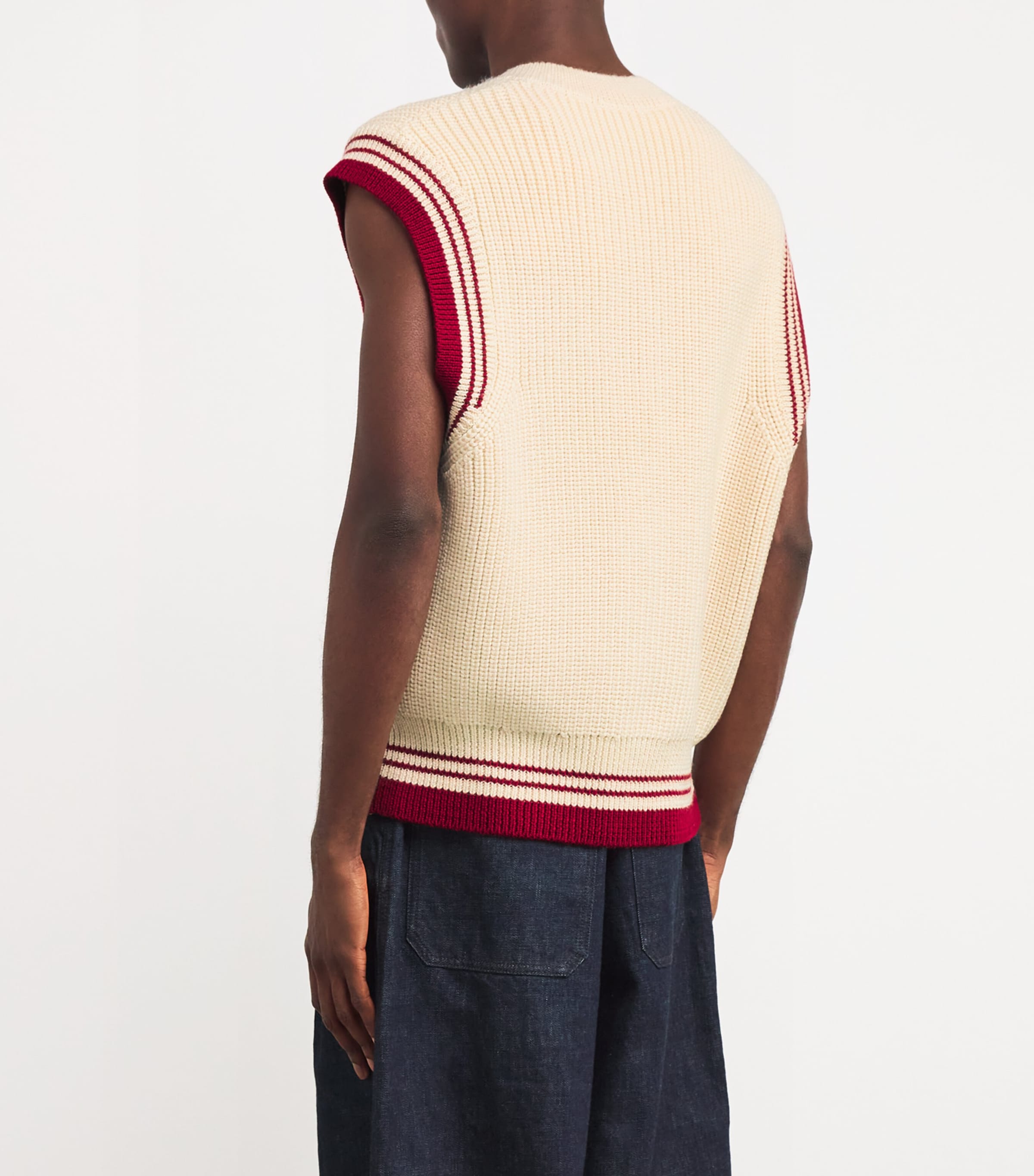 AMI Paris Mens Virgin Wool Ami de Coeur Sweater Vest Blanc Image 4
