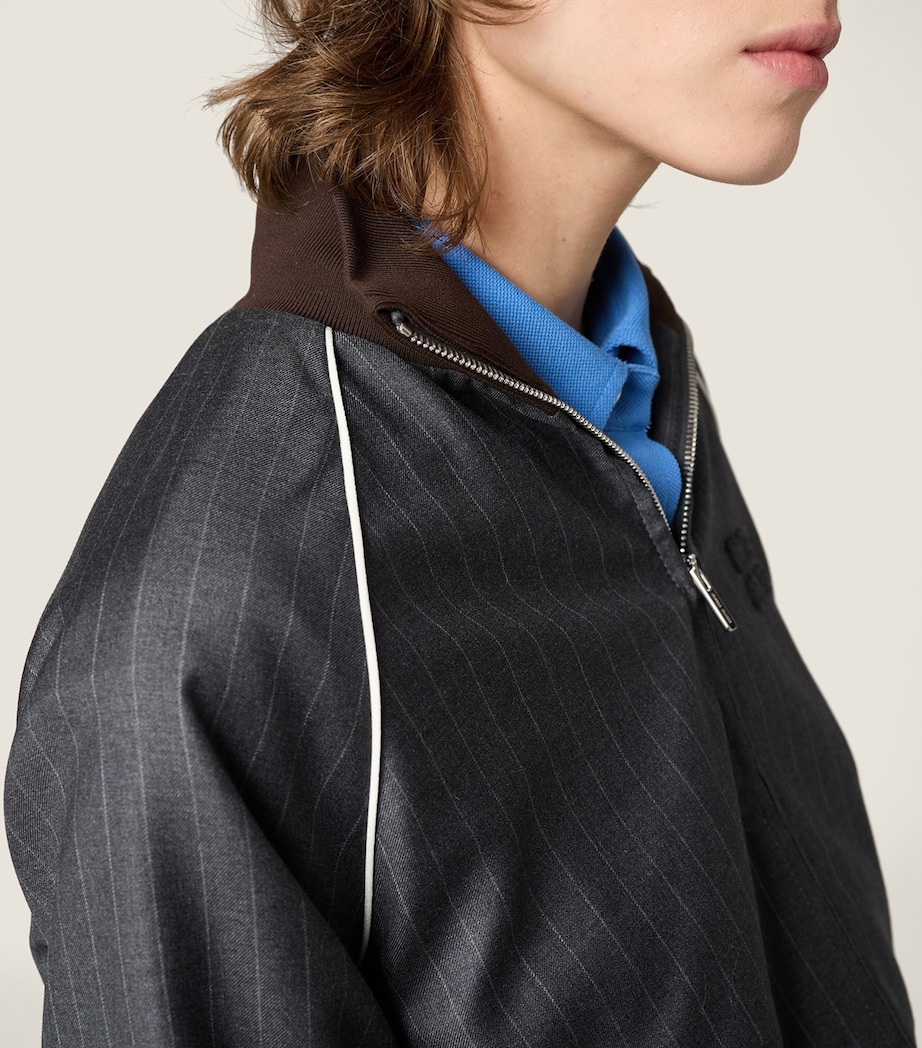 Wool Pinstripe Bomber Jacket F0480 Image 4