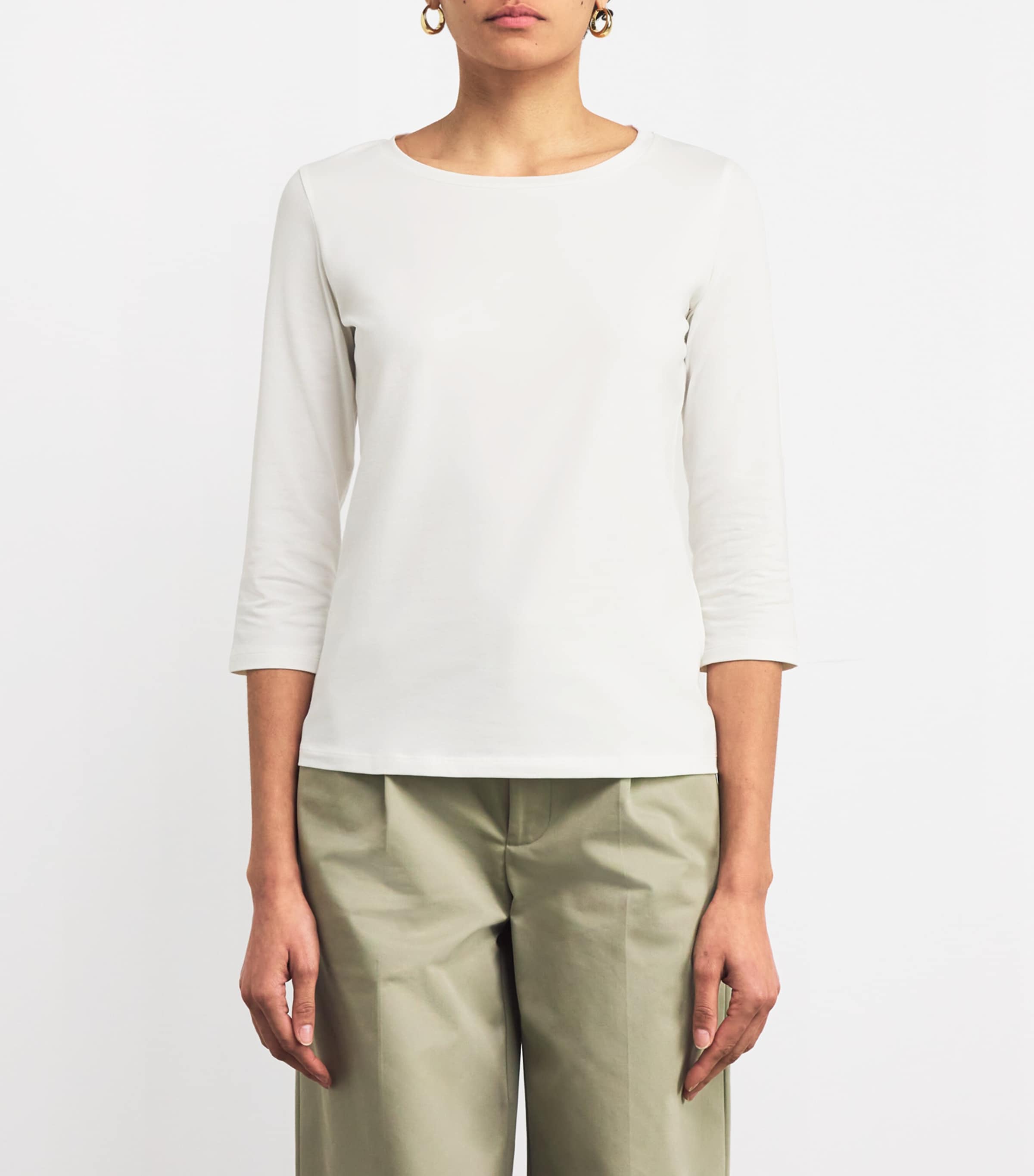 Weekend Max Mara Womens Cotton-Blend T-Shirt White Image 3