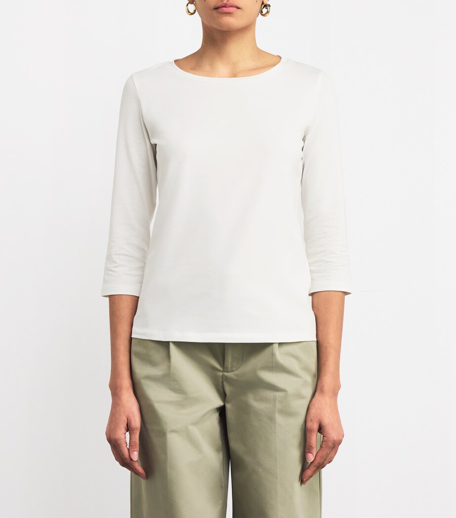 Weekend Max Mara Womens Cotton-Blend T-Shirt White Image 3