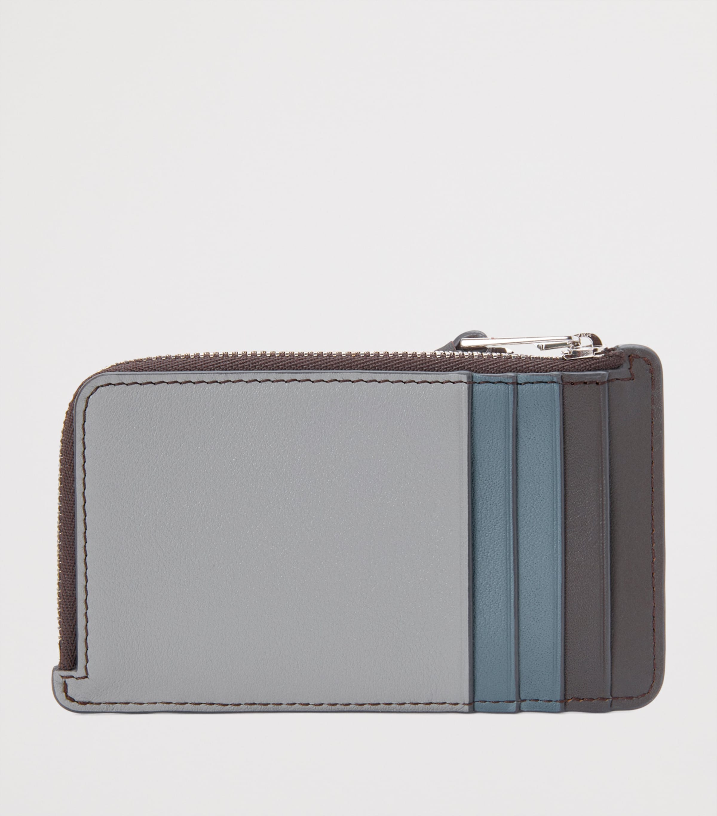 Leather Puzzle Coin Card Holder GREY/STORM BLUE Image 3