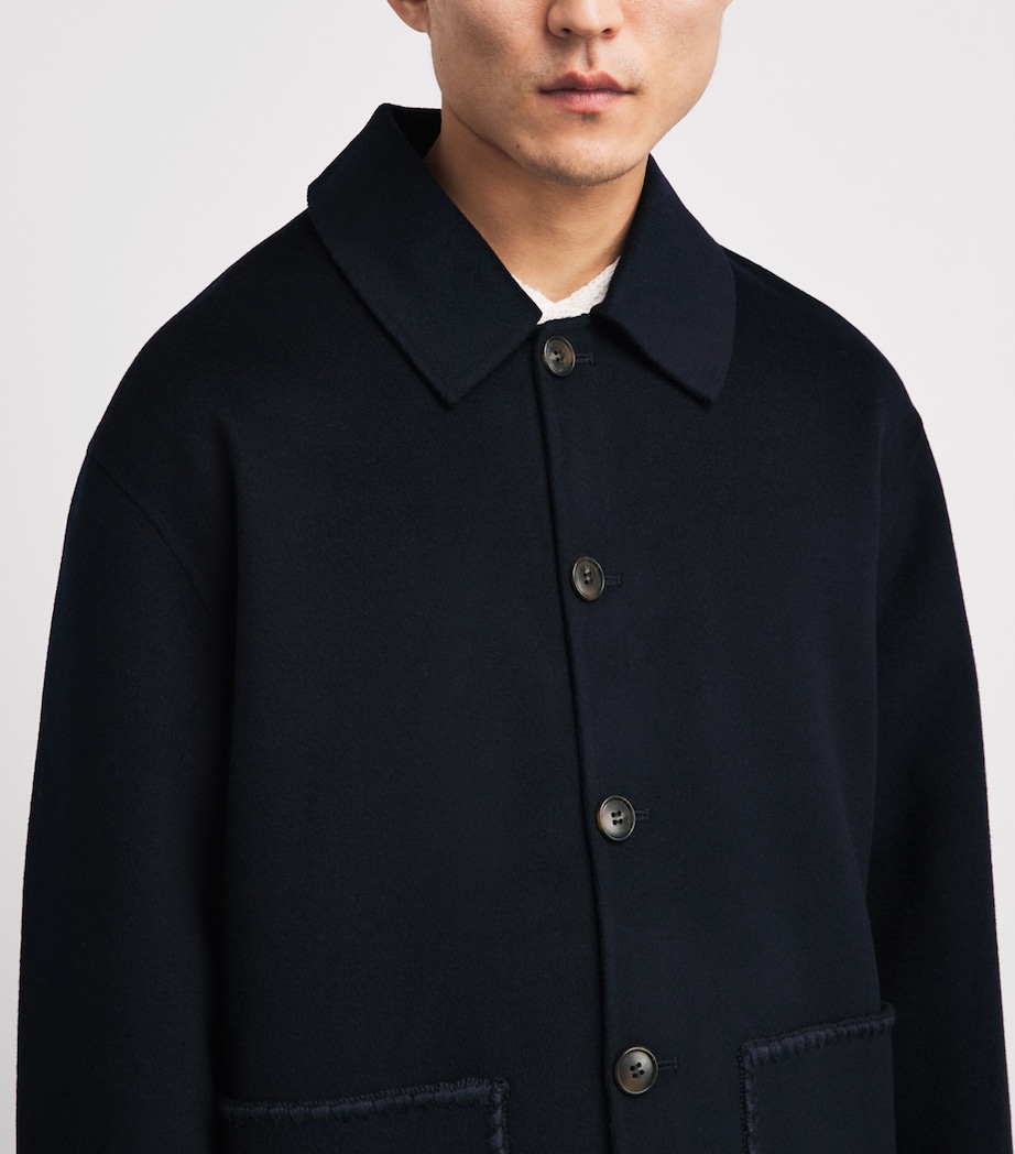 COMMAS Mens Wool-Cashmere Embroidered Jacket Midnight Navy Image 3