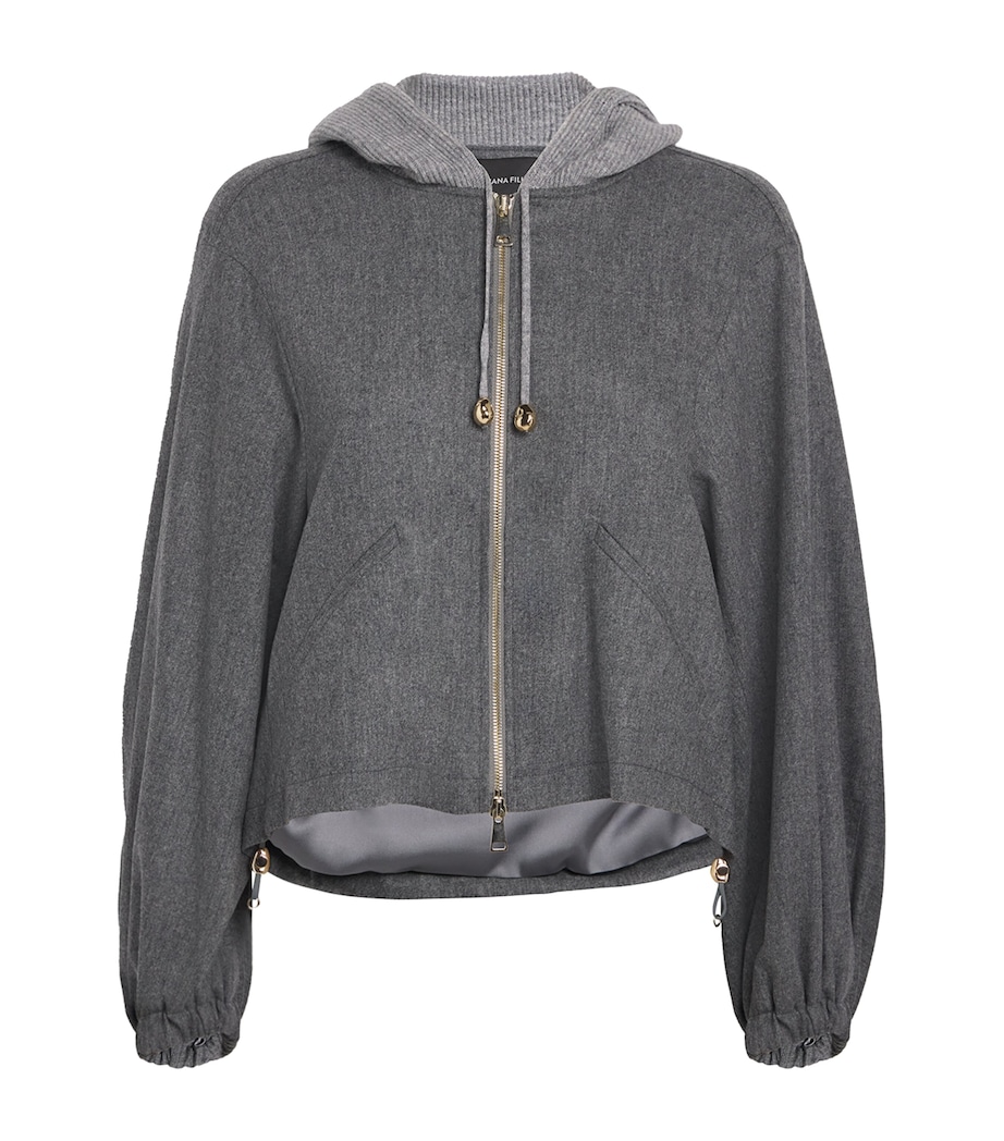 Wool-Blend Cropped Bomber Jacket 8132 ROCCIA Image 1